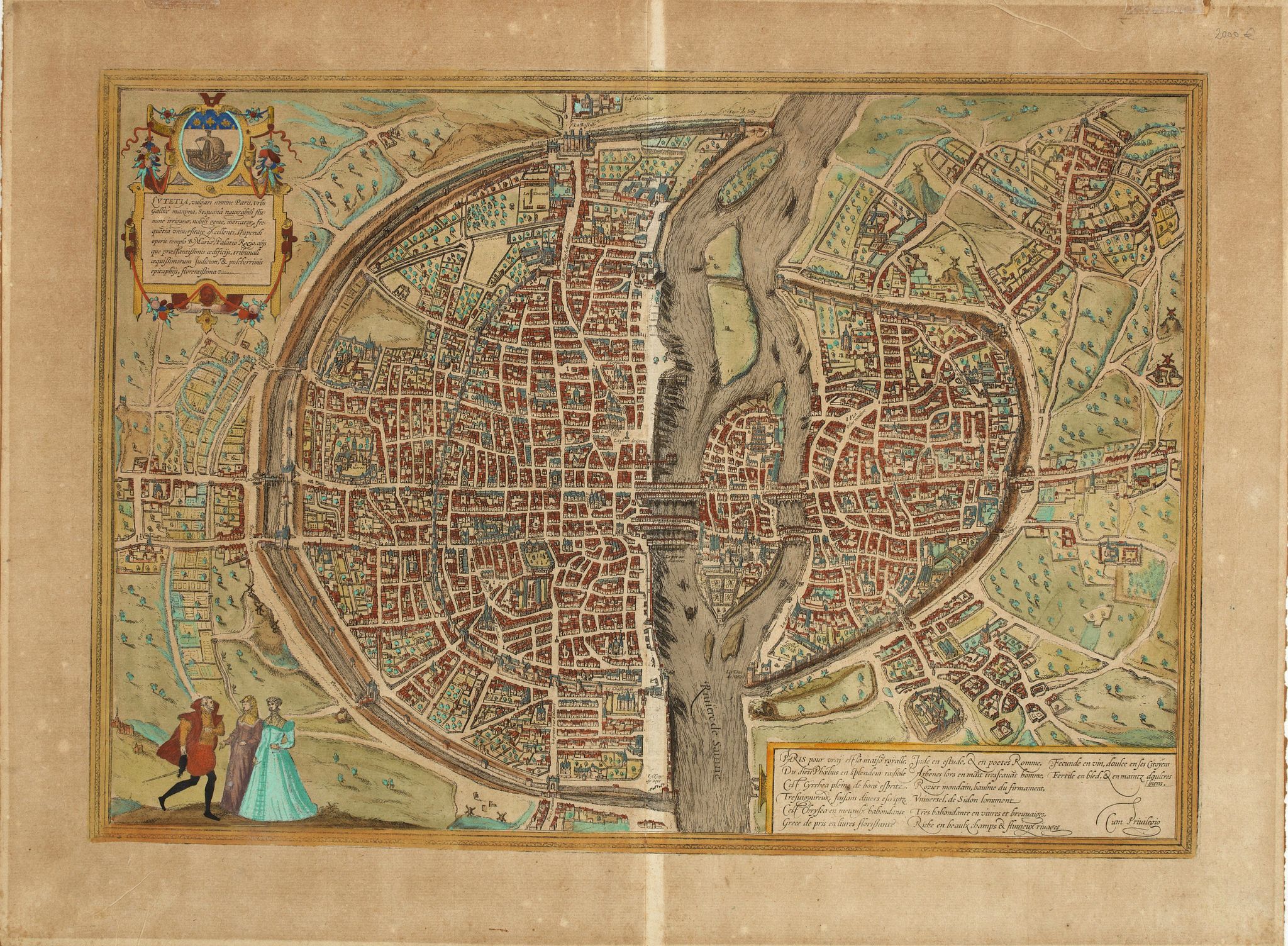 BRAUN, G. / HOGENBERG, F., Lutetia, vulgari nomine Paris, urbs Gallia…, antique map, old maps
