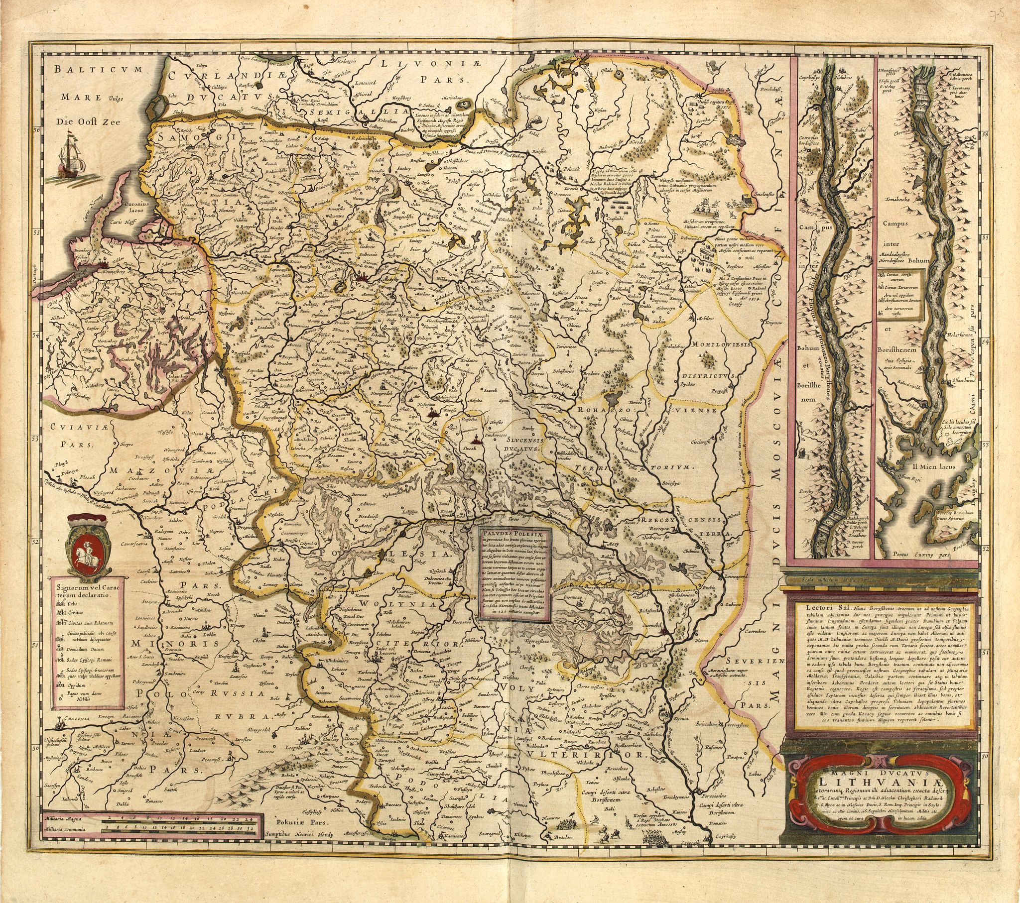 HONDIUS, H., Magni Ducatus Lithuaniae Caetrarumq Regionum illi Adiacentium exacta decrip. . ., antique map, old maps