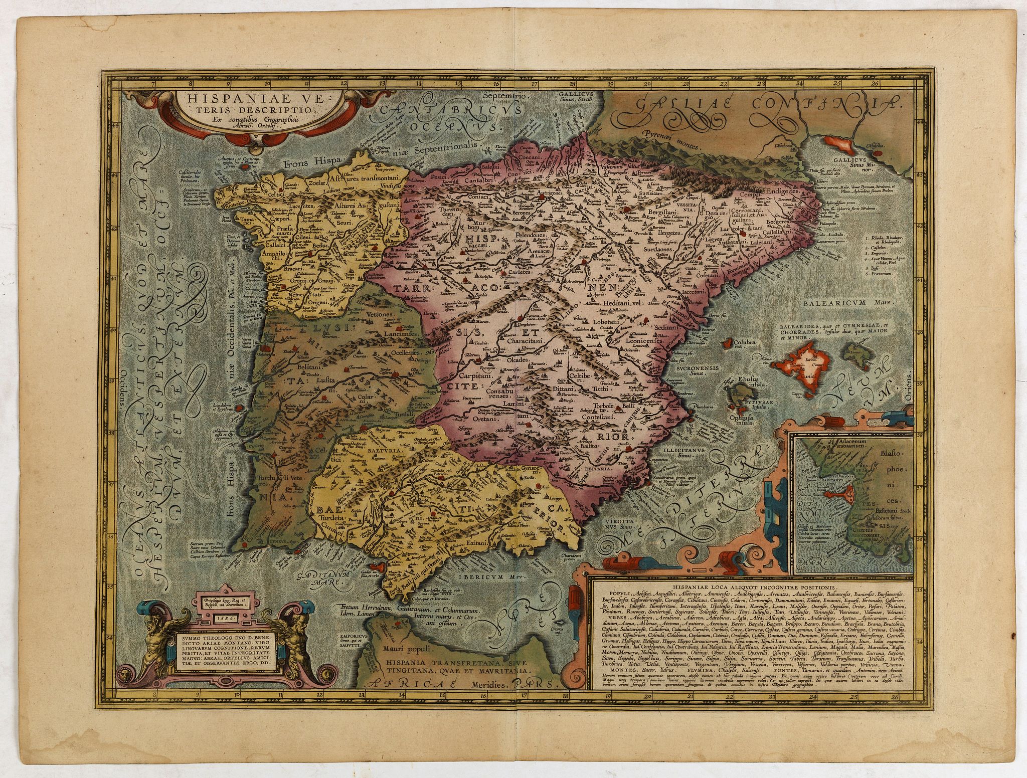 ORTELIUS, A., Hispaniae Veteris descriptio., antique map, old maps