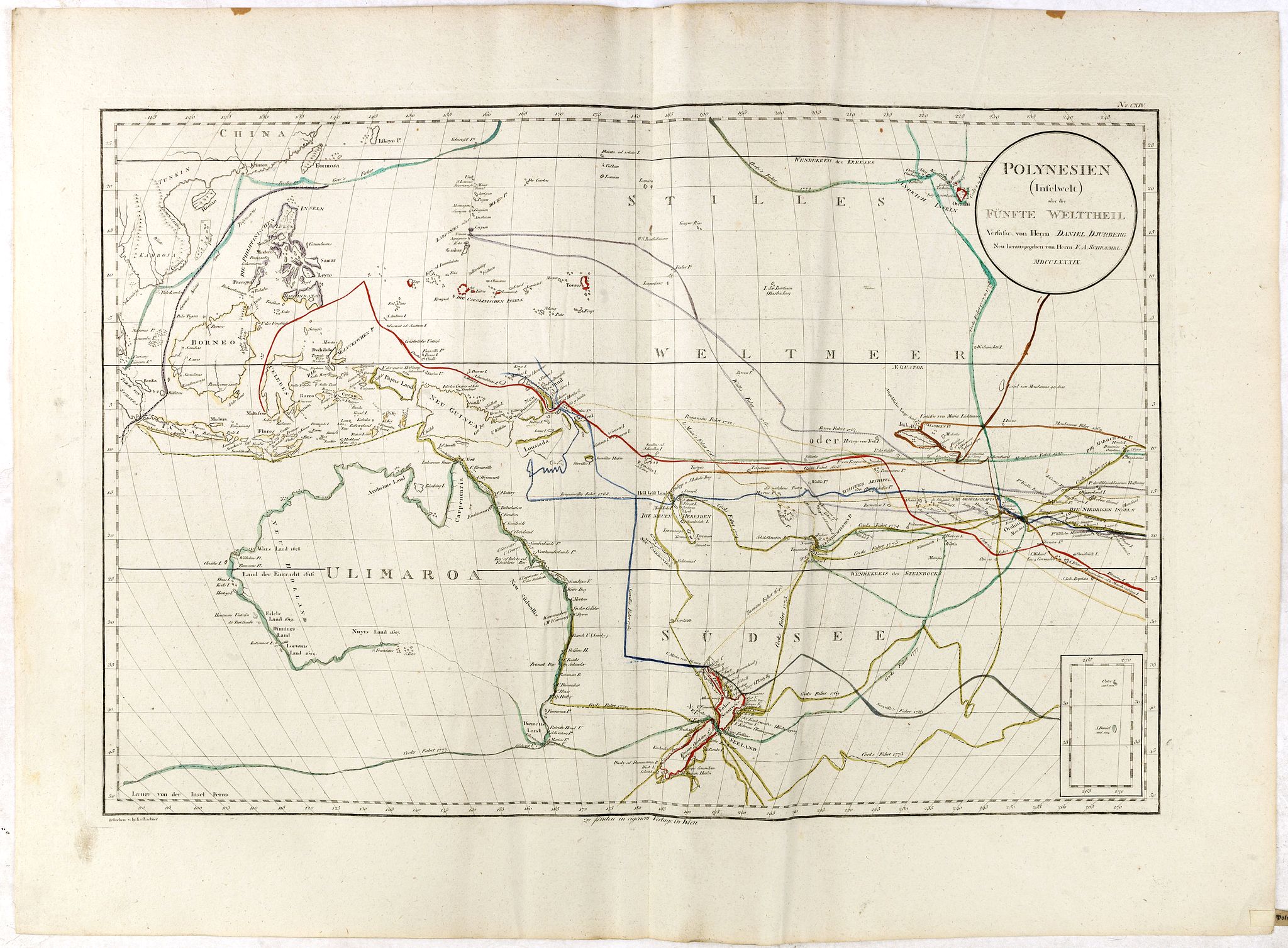 Old map by DJURBERG - Polynesien (Inselwelt) oder der Fünfte Welttheil Verfasst von Herrn Djurberg. . .