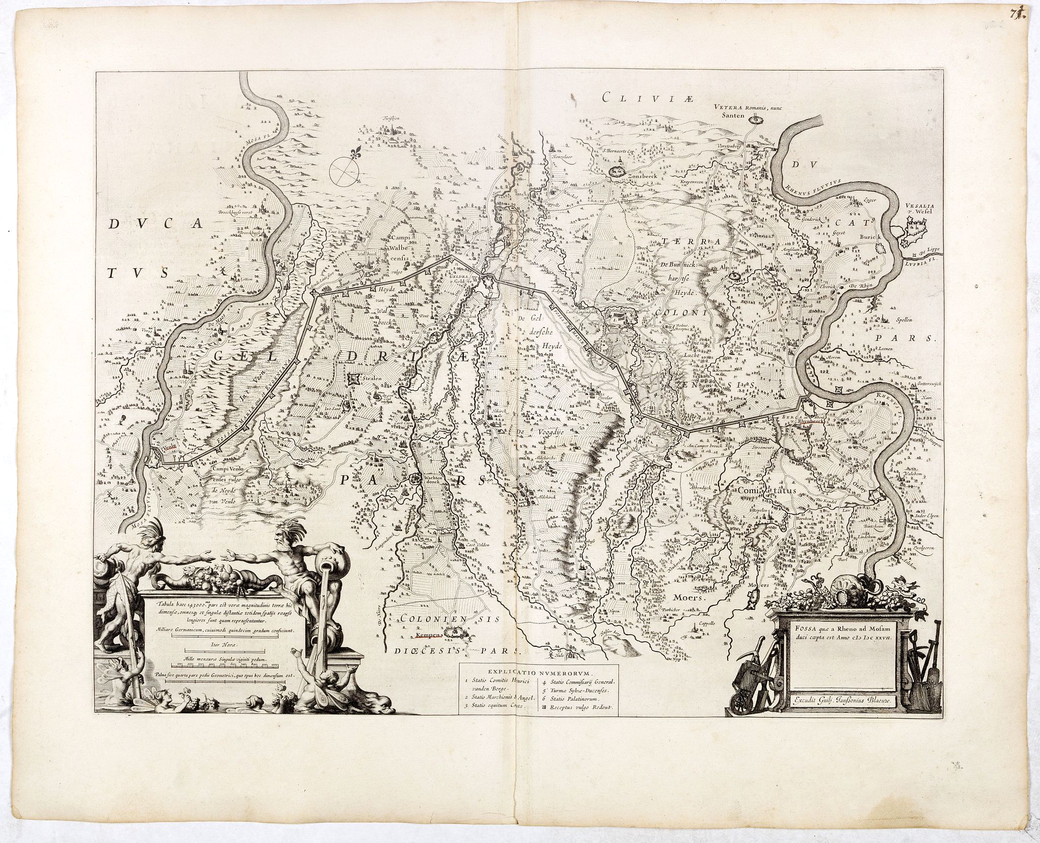 Old map by BLAEU -Fossa quae a Rheno ad Mosam duci caepta est Anno CLC ICCXXVII.