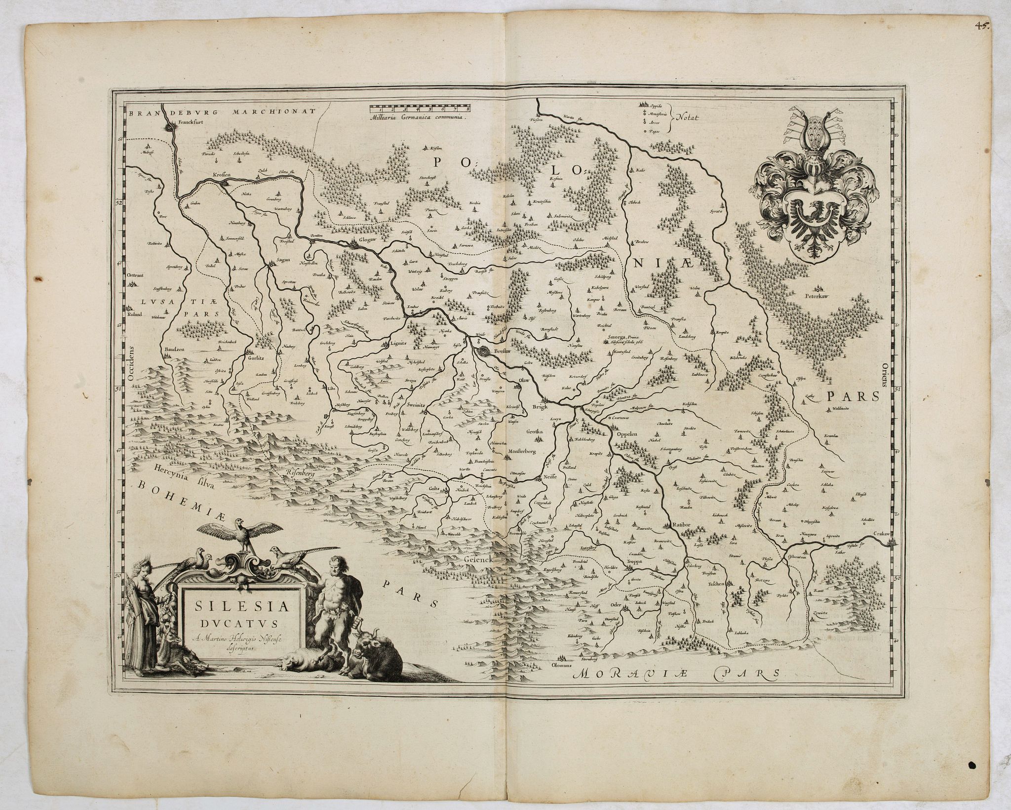 BLAEU, W., Silesia Ducatus. . ., antique map, old maps