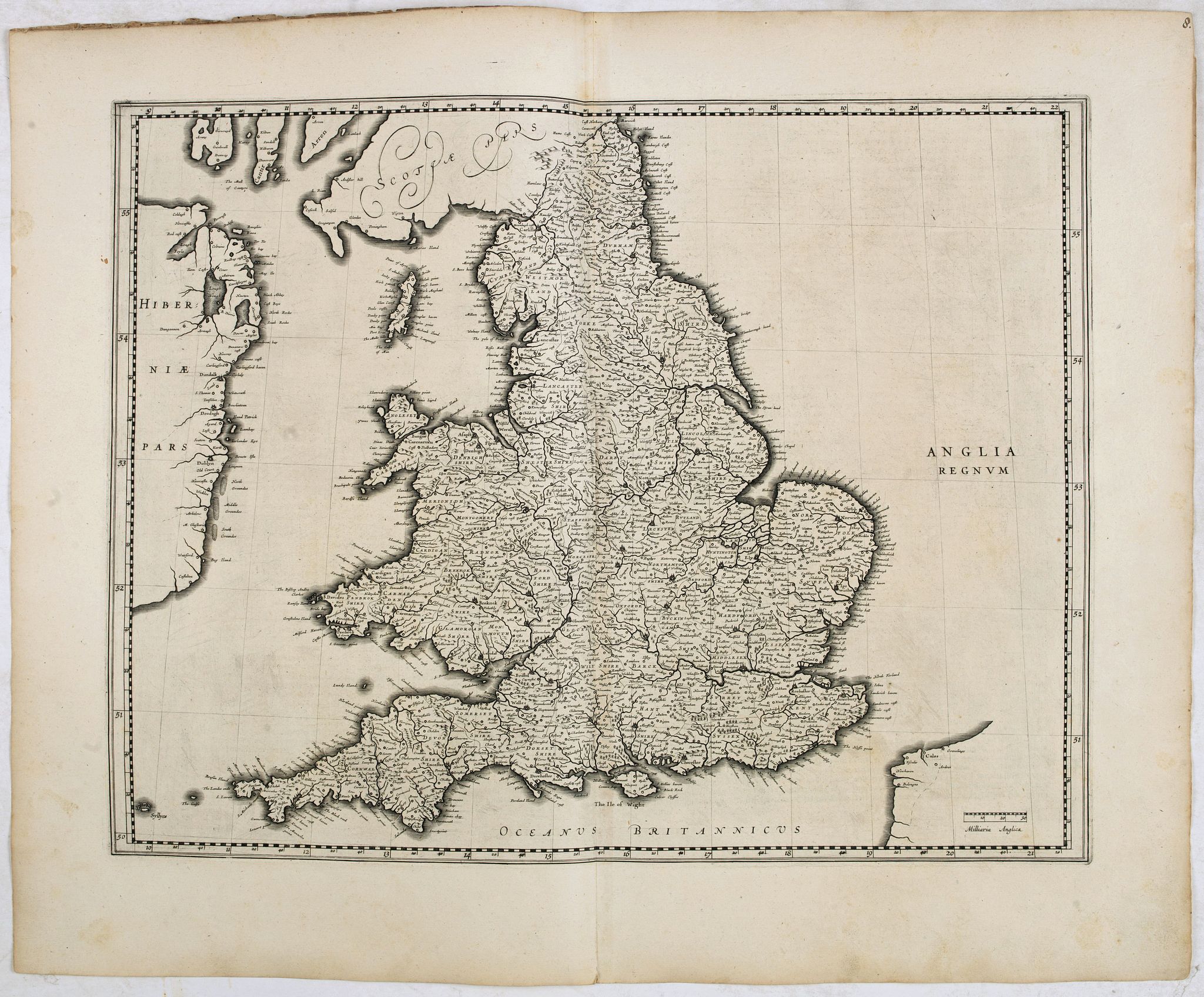 Old map by BLAEU - Anglia Regnum.