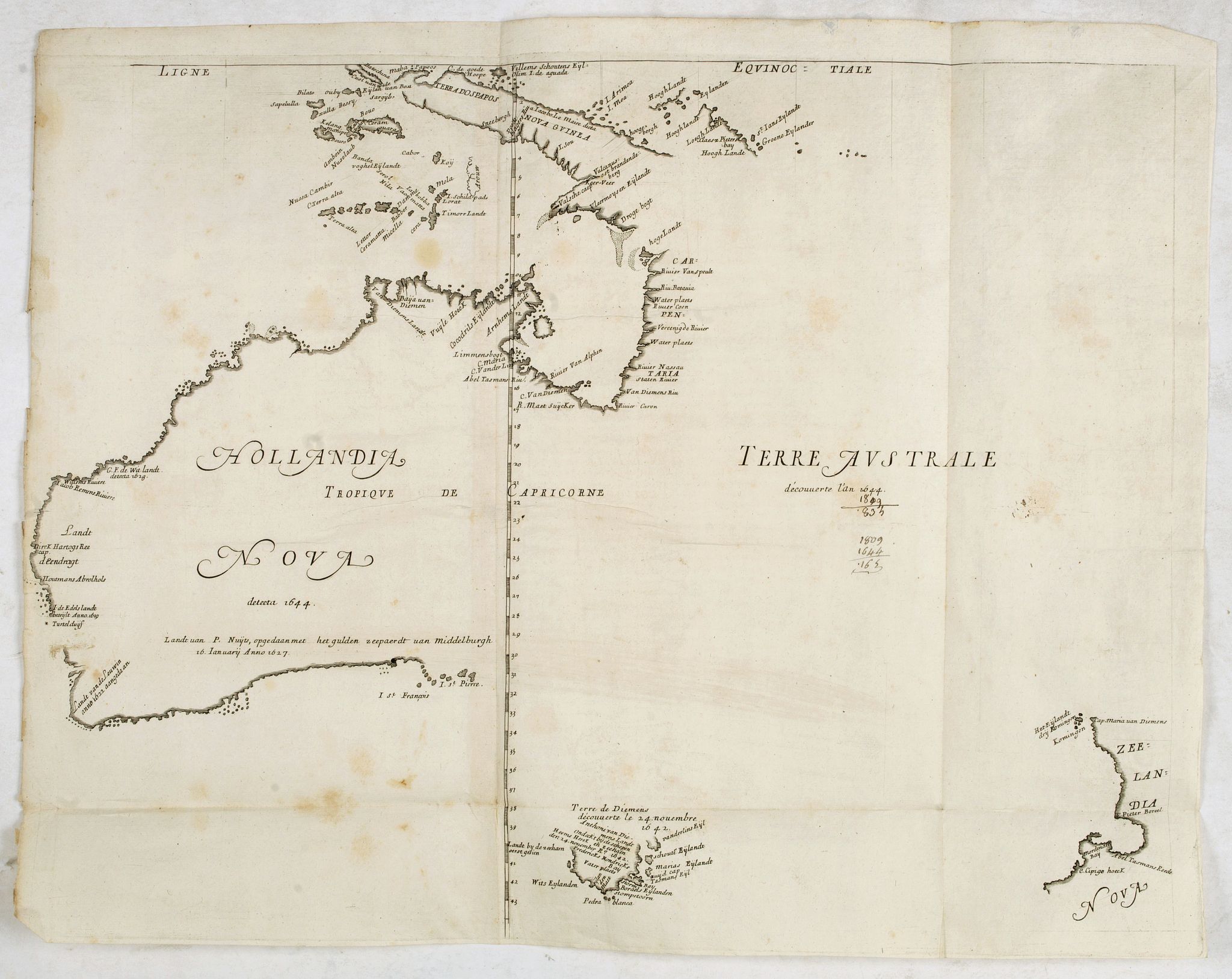 Old map by THEVENOT - Hollandia Nova detecta 1644.