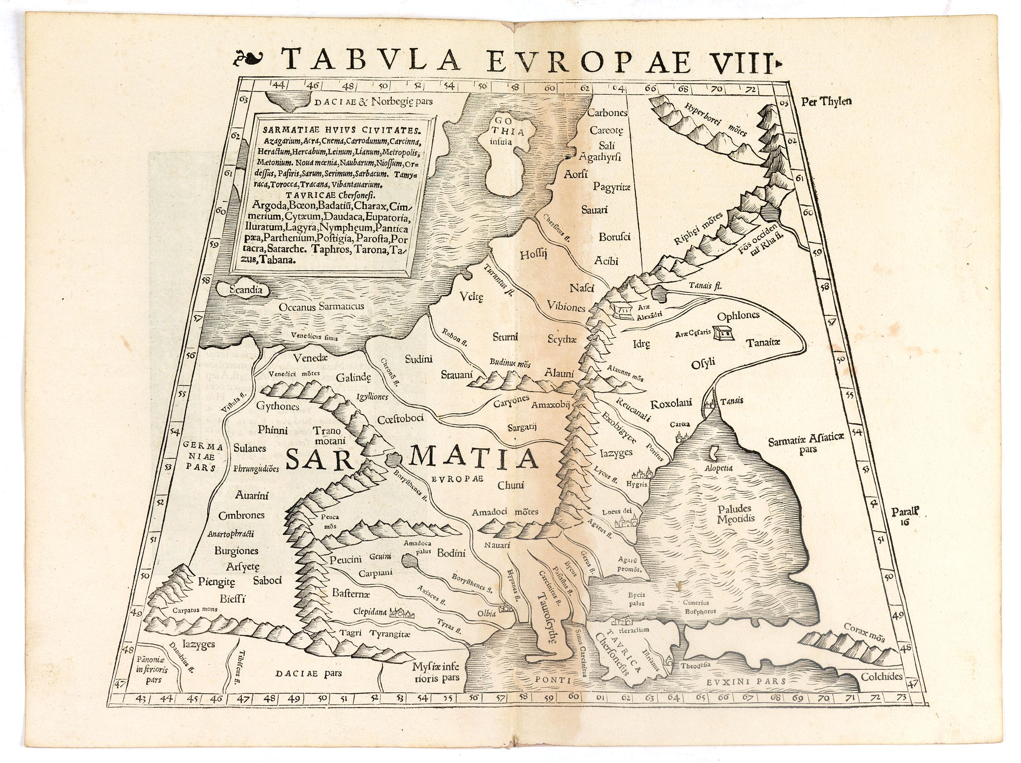 MÜNSTER, S., Tabula Europae VIII ( Russia, Ukraine, Baltic, Scandinavia)., antique map, old maps