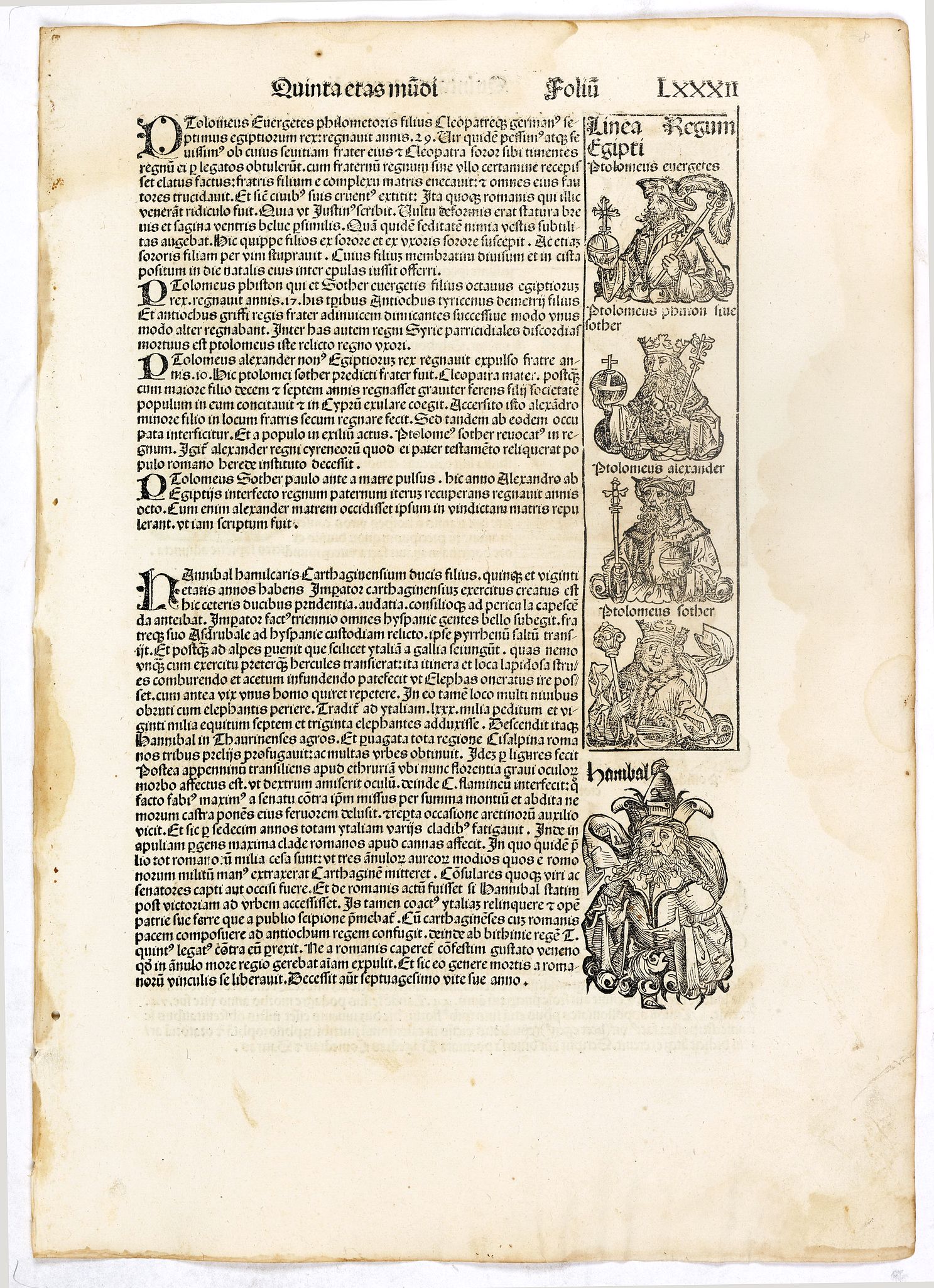 SCHEDEL, H., Quinta Etas Mundi. Folium. LXXXII, antique map, old maps