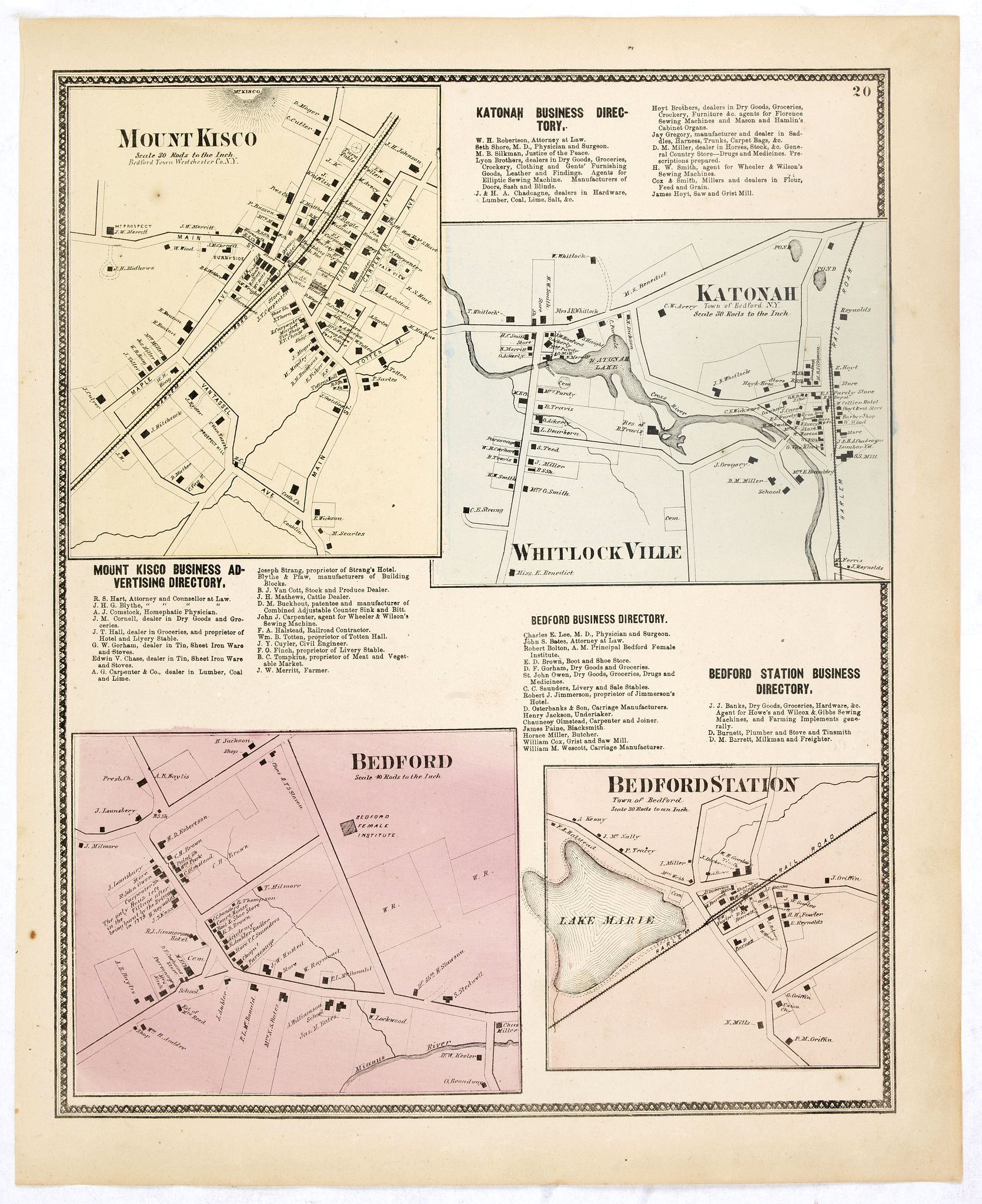 Old map by DE BEERS - Mount Kisco / Bedford / Katonah / Bedford Station.