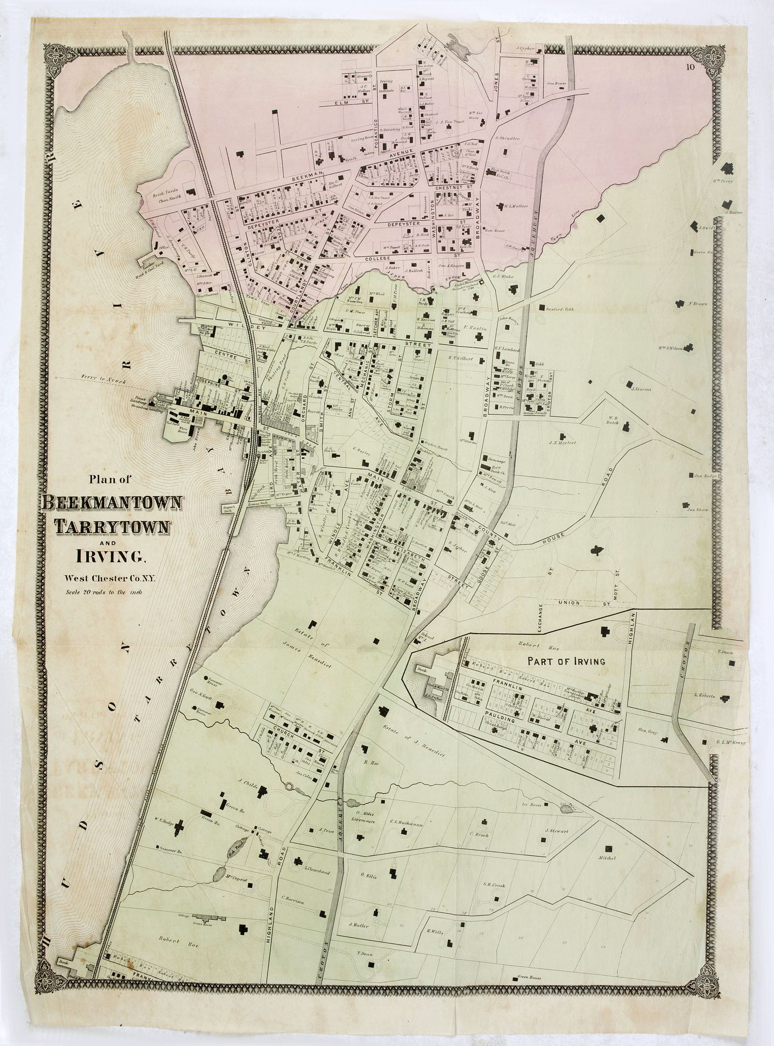 Old map by DE BEERS - Plan of the Beekmanton Tarryntown and Ivring. Westchester Co. N.Y.
