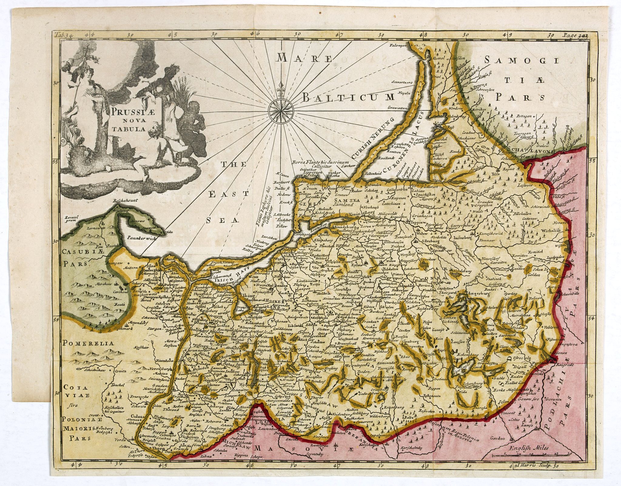 CLUVER, P., Prussiae nova tabula., antique map, old maps