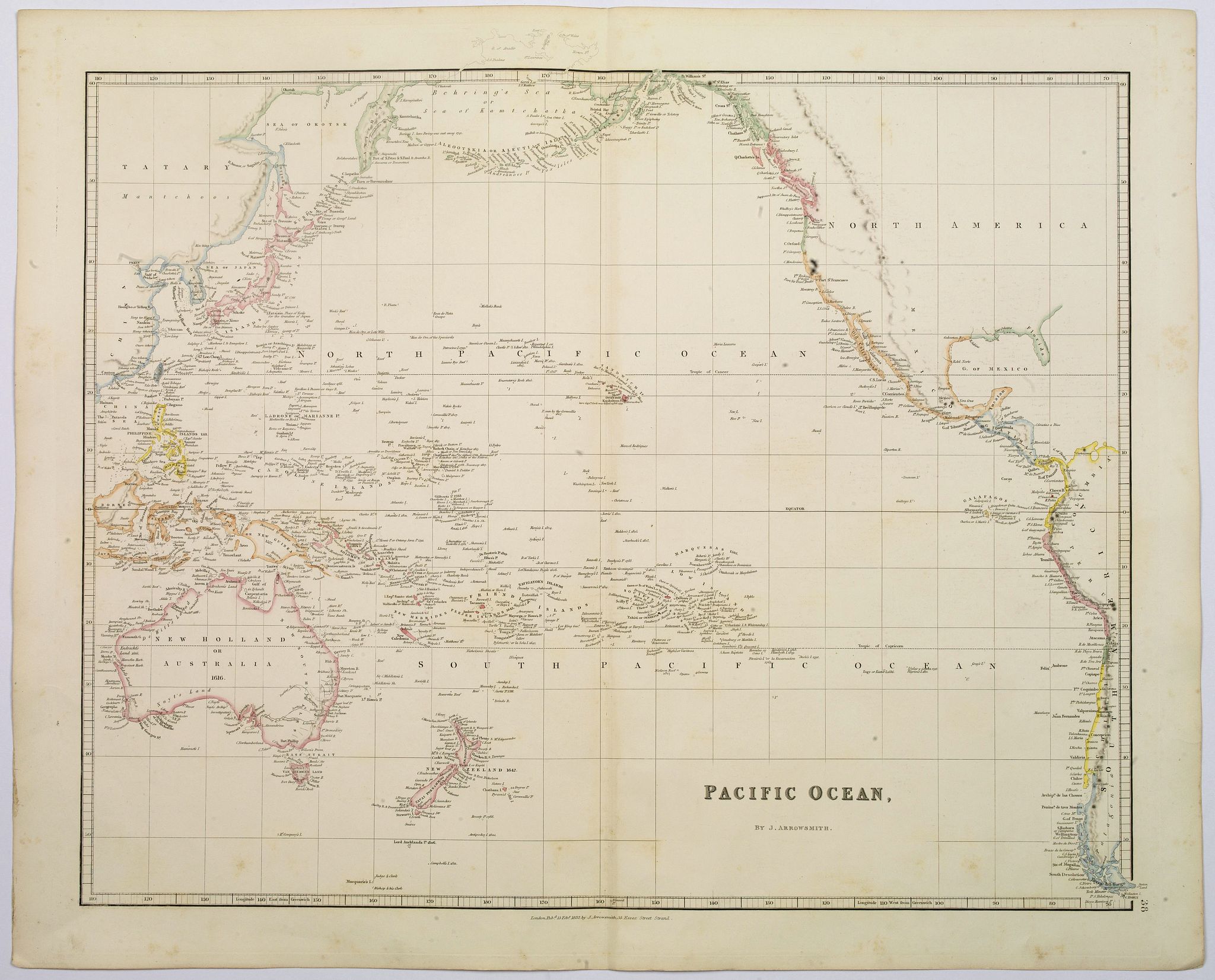 Old map by ARROWSMITH - Pacific Ocean.