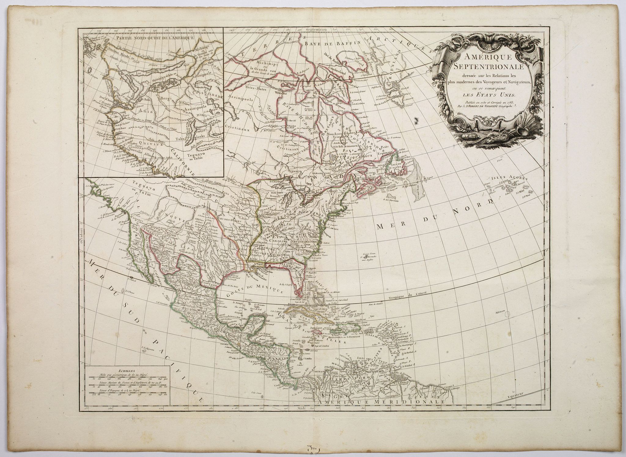 Old map by VAUGONDY DE -Amerique Septentrionale. . .