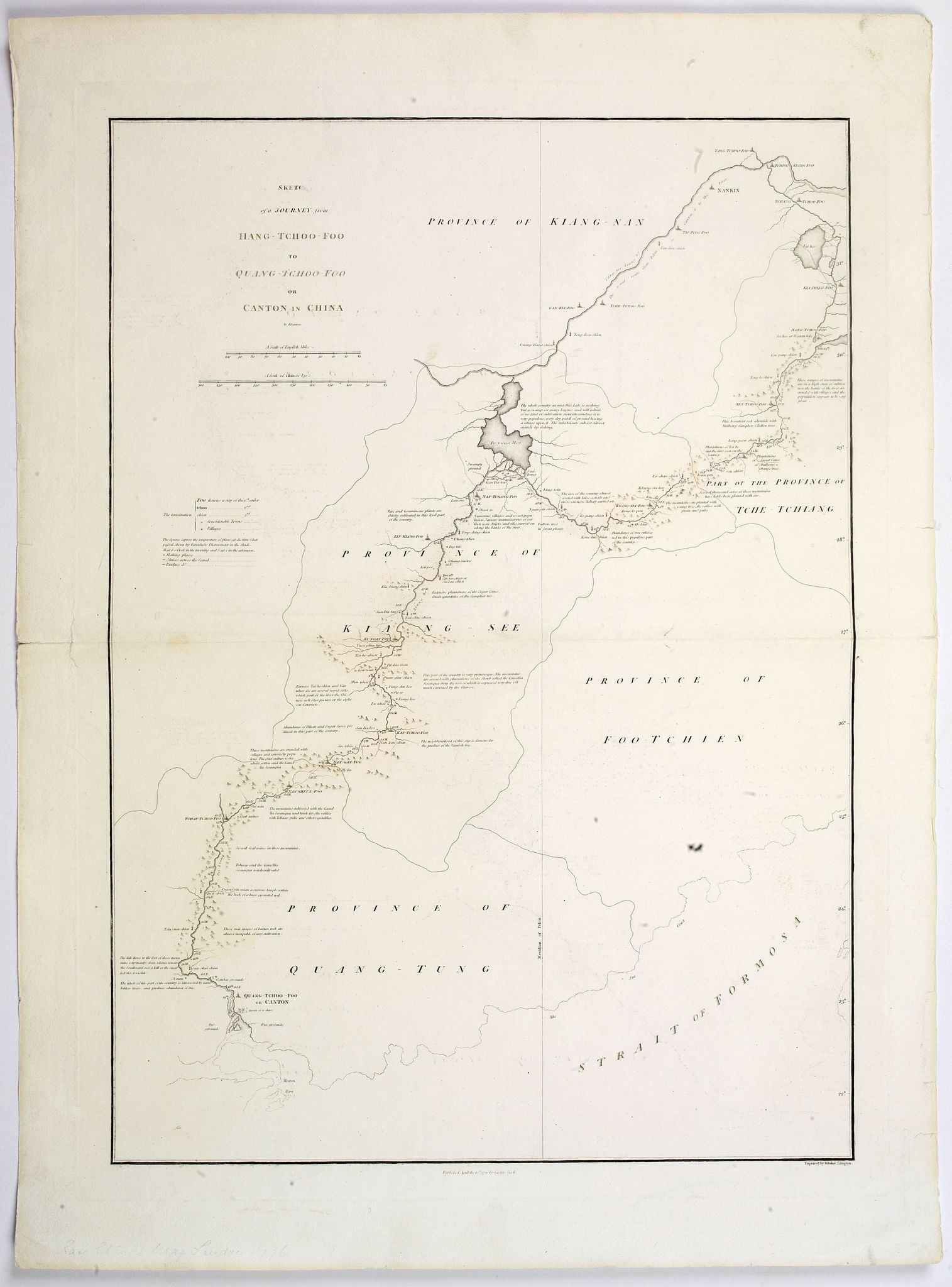 Old map by STAUGHTON. -Sketch of A Journey from Hang-Tchoo-Foo To Quang-Tchoo-Foo or Canton in China.