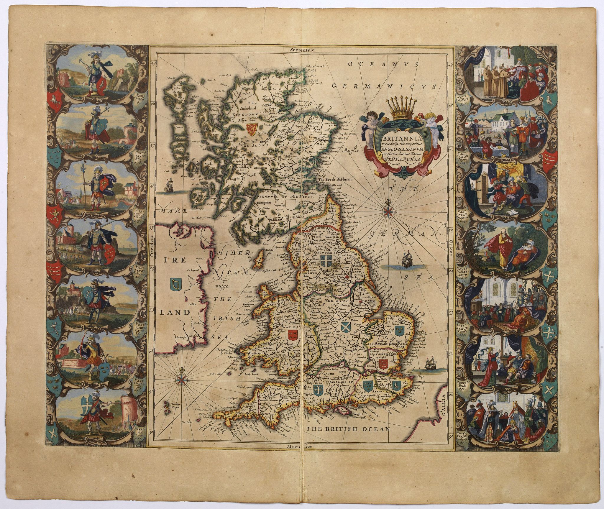 Old map by JANSSONIUS -Britannia prout divisa suit temporibus Anglo-Saxonum, praesertim durante illorum Heptarchia.