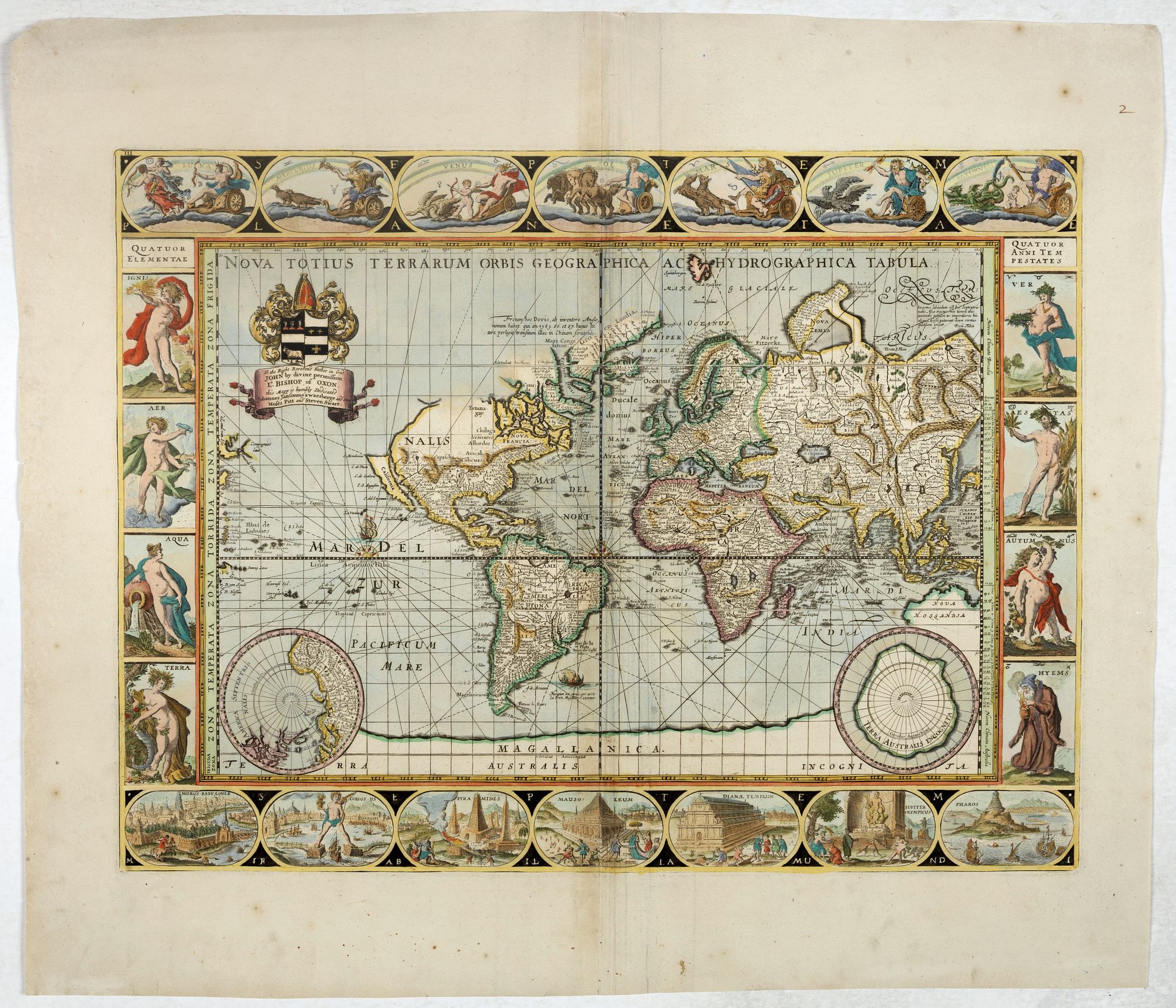 Old map by PITT - Nova Totius Terrarum Orbis Geographica ac Hydrographica Tabula.