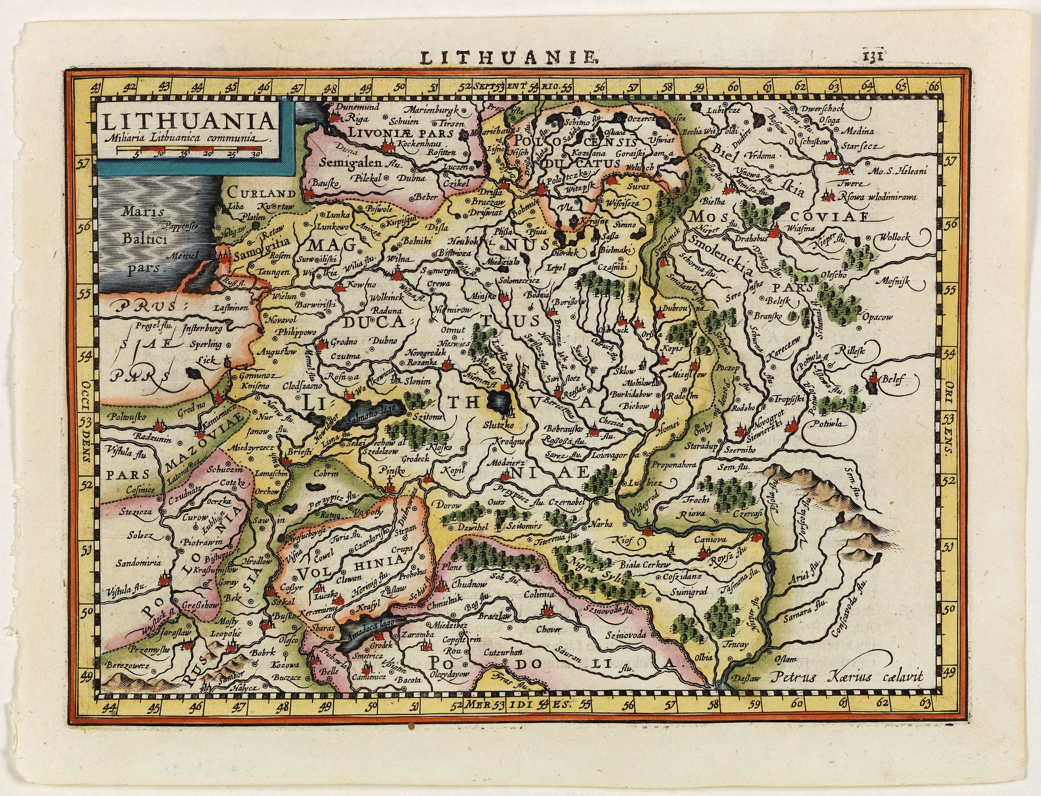 MERCATOR, G. / CLOPPENBURGH, J.E., Lithuania., antique map, old maps