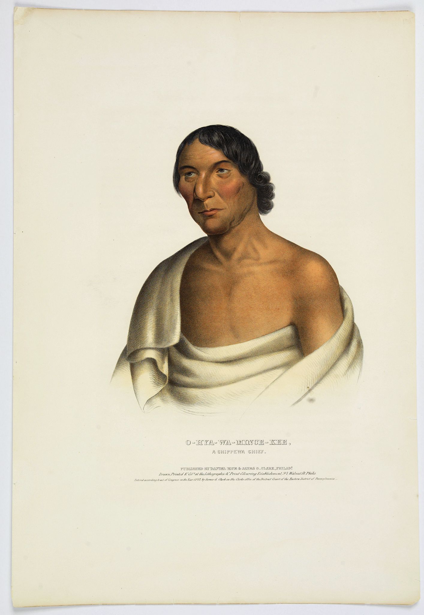Old map by MCKENNEY - O-Hya-Wa-Mince-Kee. A Chippewa Chief.