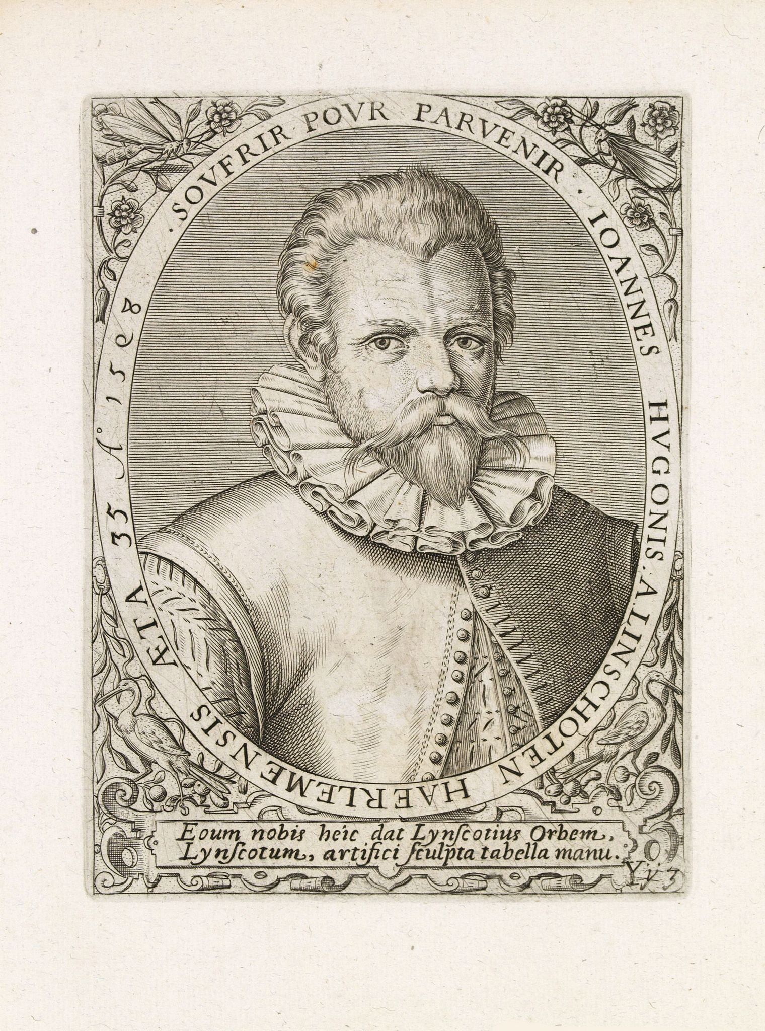 Old map by DE BRY - Johannes Hugonis a Linschoten Haerlemensis aeta 35 A° 1598 Soufrir pour parvenir.