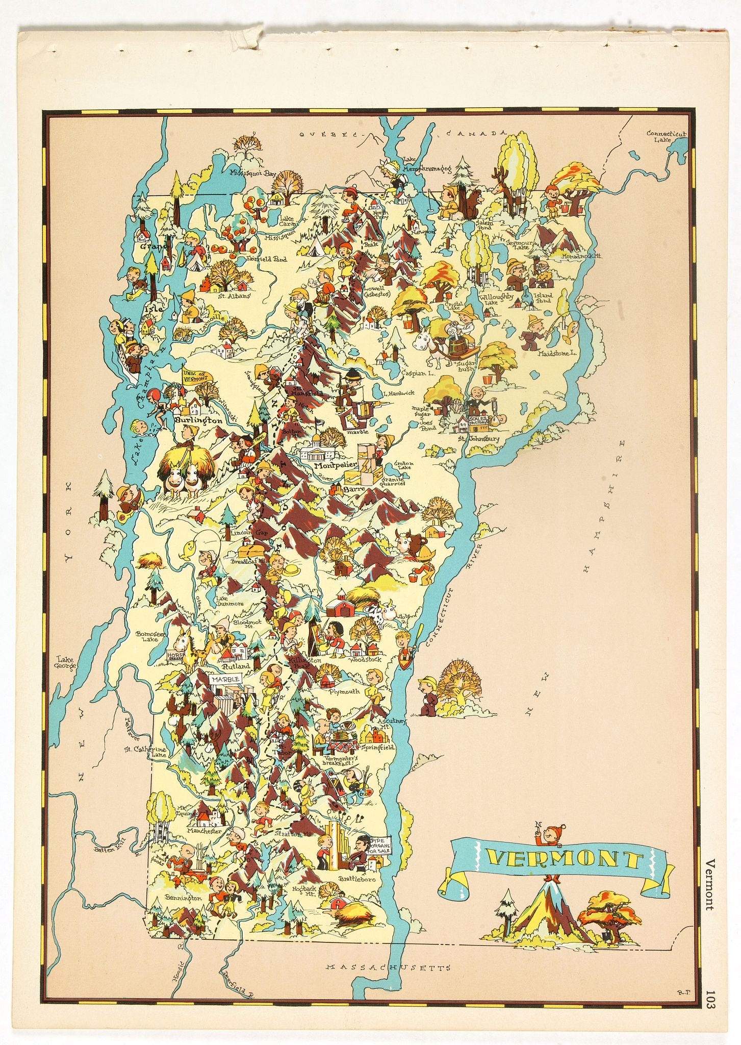 Old map by TAYLOR WHITE - Vermont.