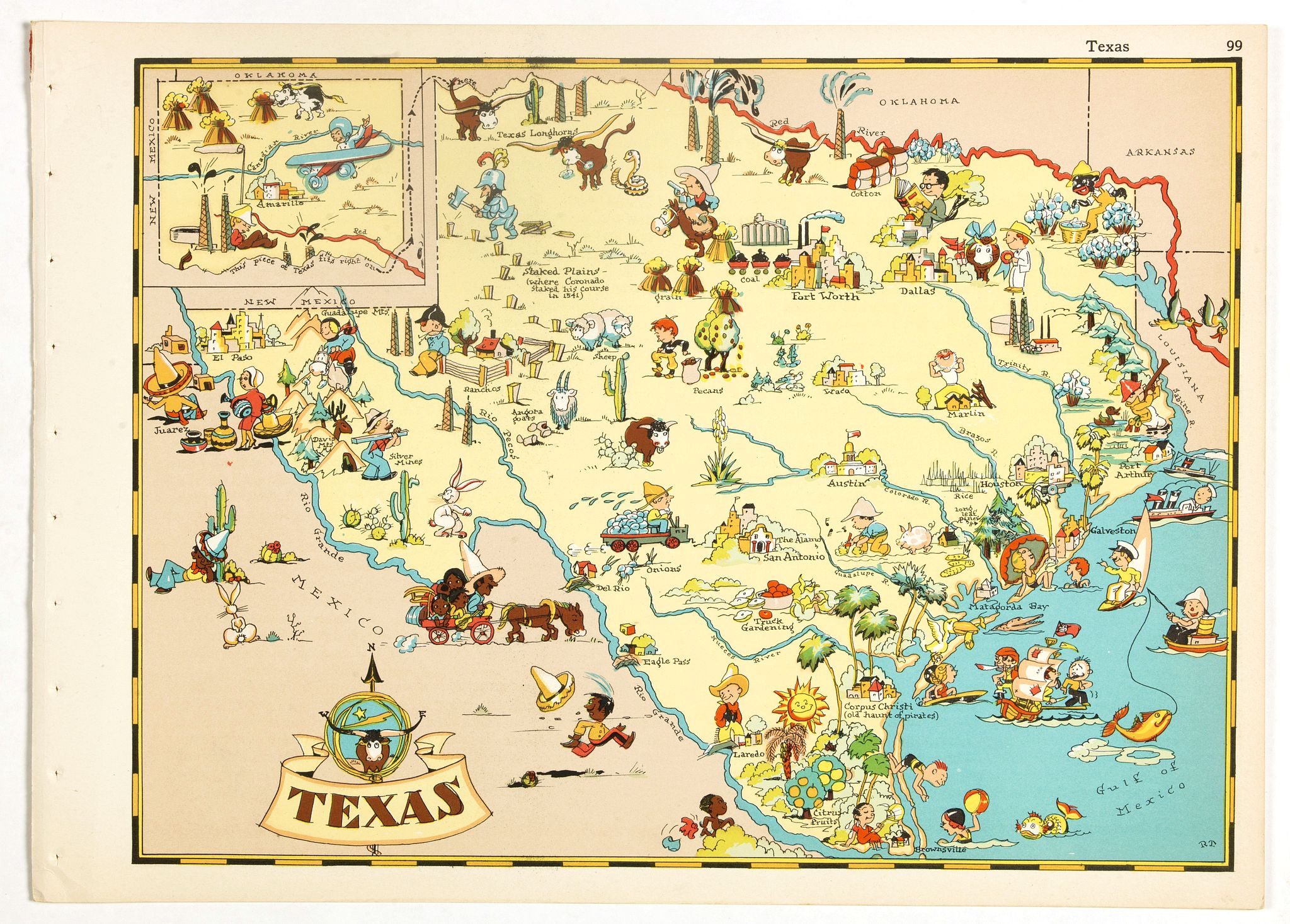 Old map by TAYLOR WHITE - Texas.