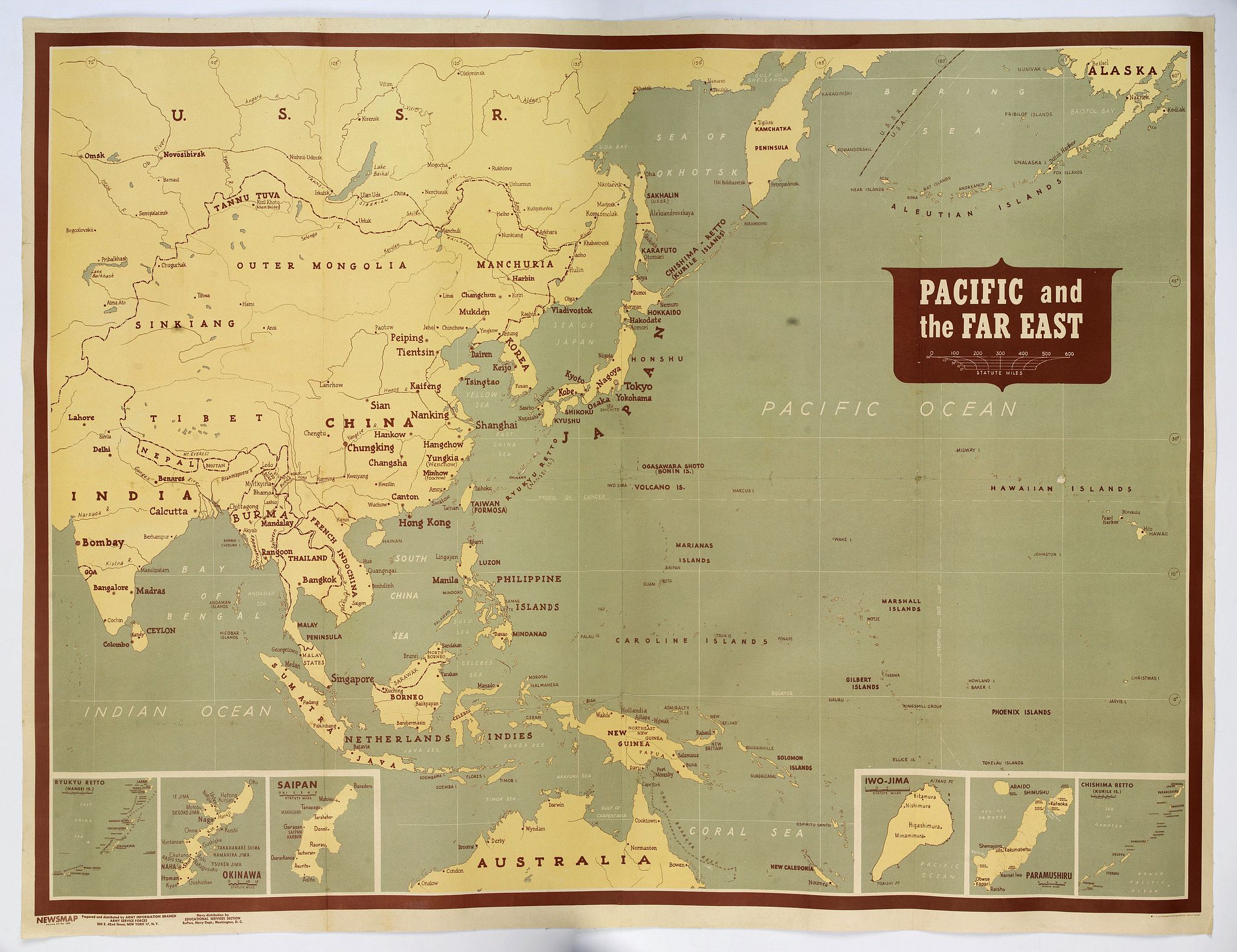U.S. GOVERNMENT PRINTING OFFICE., Pacific and the Far East., antique map, old maps