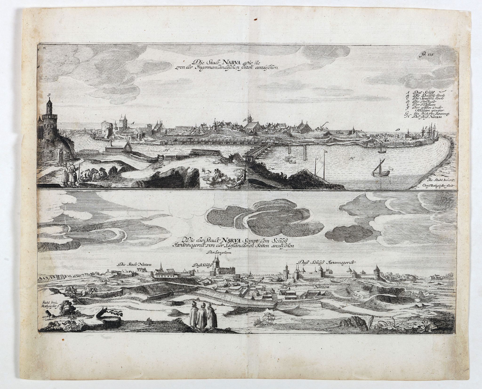 OLEARIUS, A., Die stadt Narva . . ., antique map, old maps