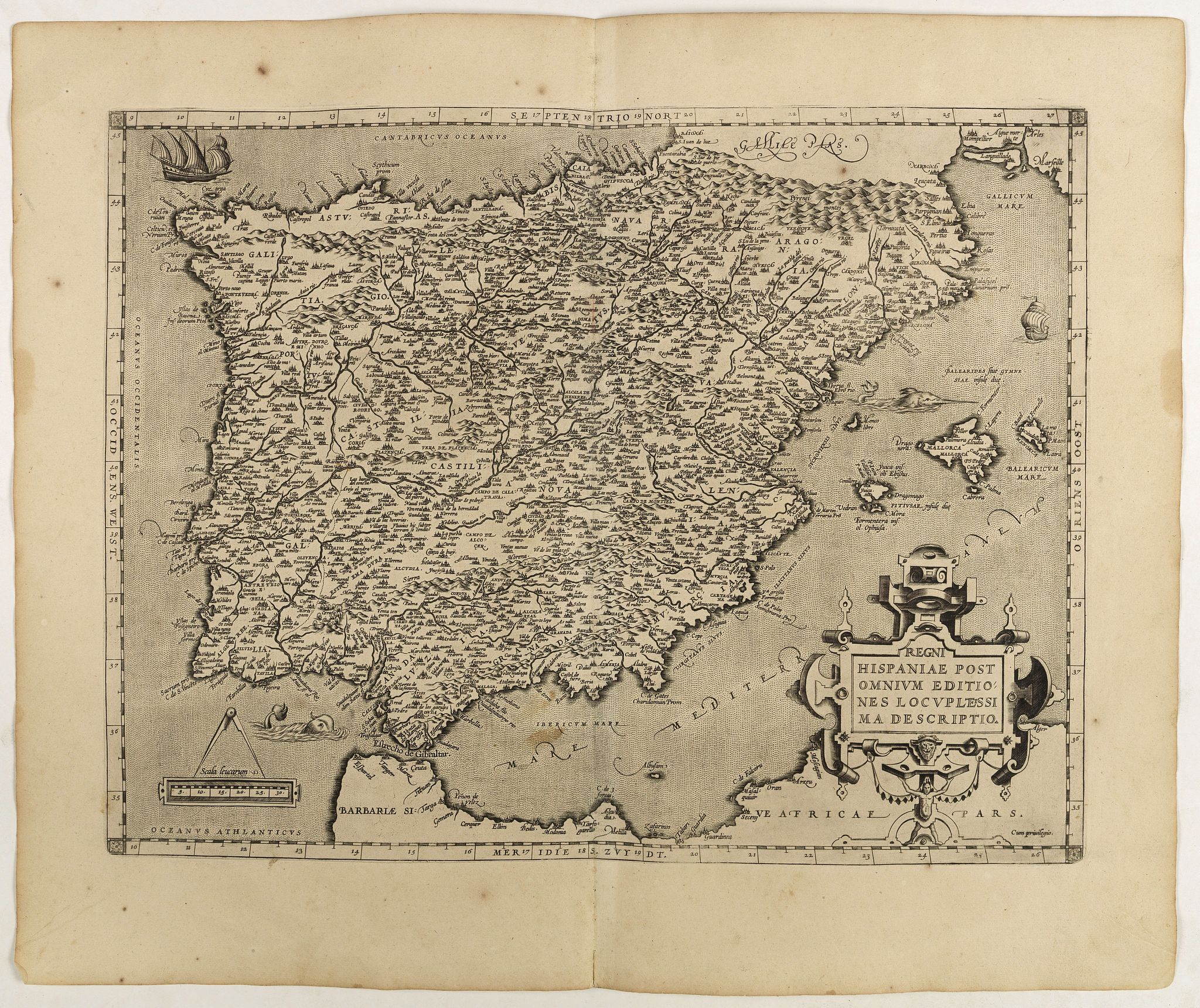 ORTELIUS, A., Regni Hispaniae Post Omnium Editio.., antique map, old maps