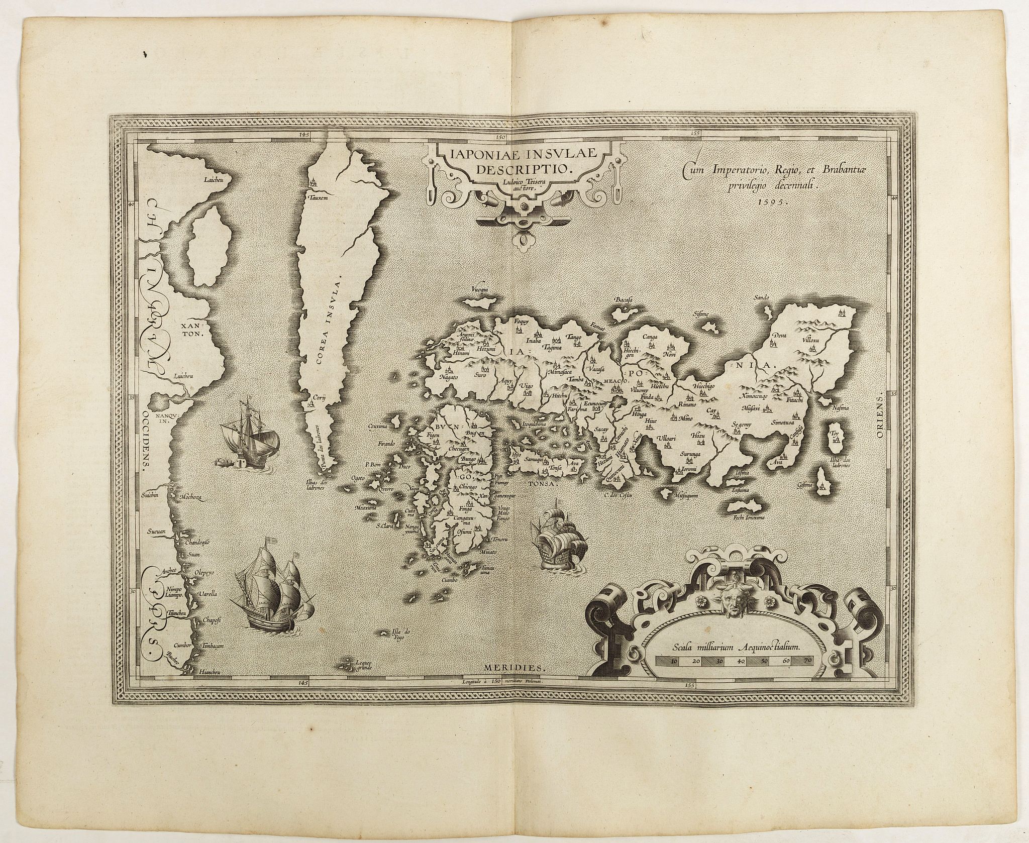 ORTELIUS, A., IAPONIAE INSULAE DESCRIPTIO.Ludoico Teisera auctore., antique map, old maps