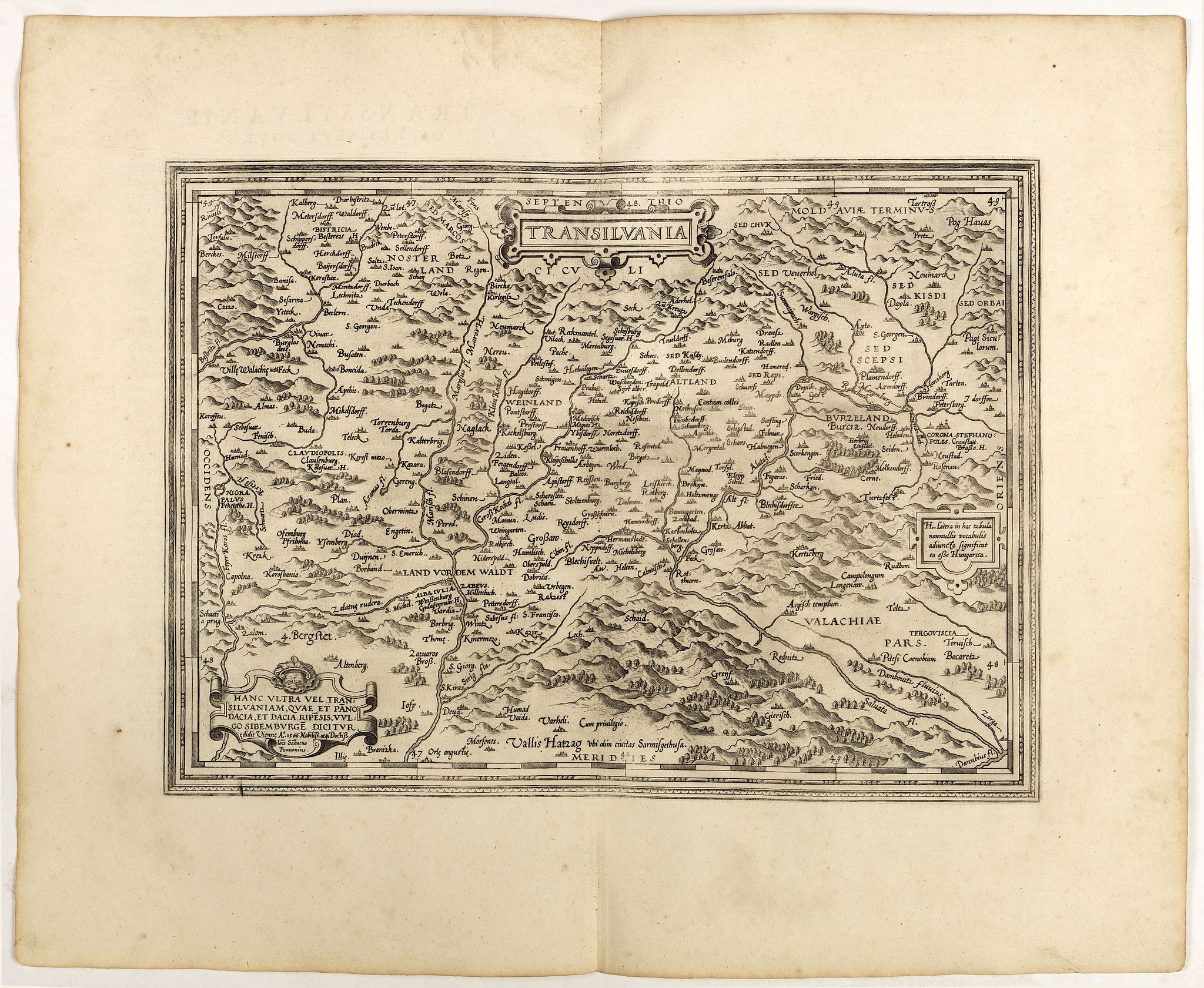 ORTELIUS, A., Transilvania., antique map, old maps