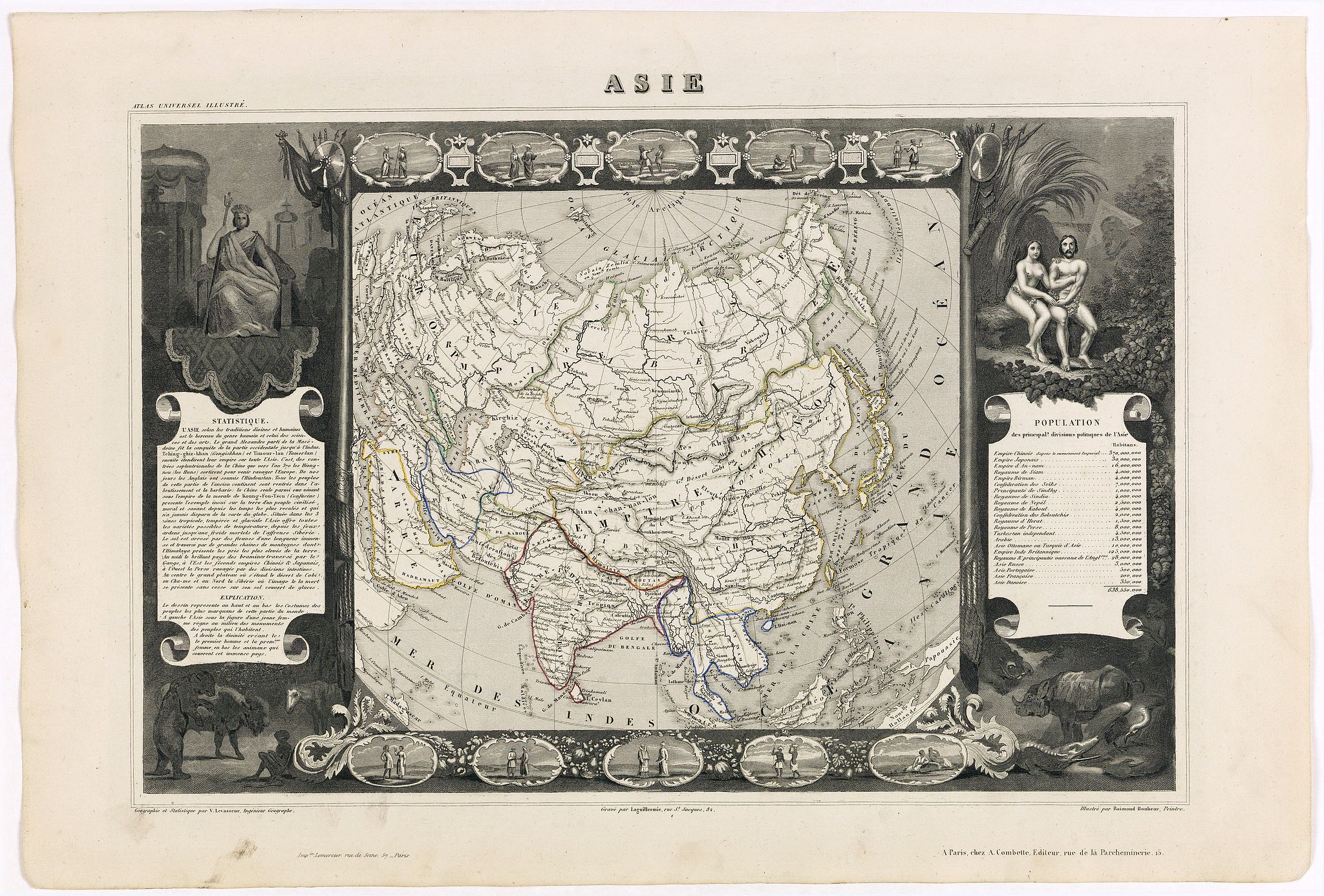 LEVASSEUR, V., Carte de l'Asie., antique map, old maps