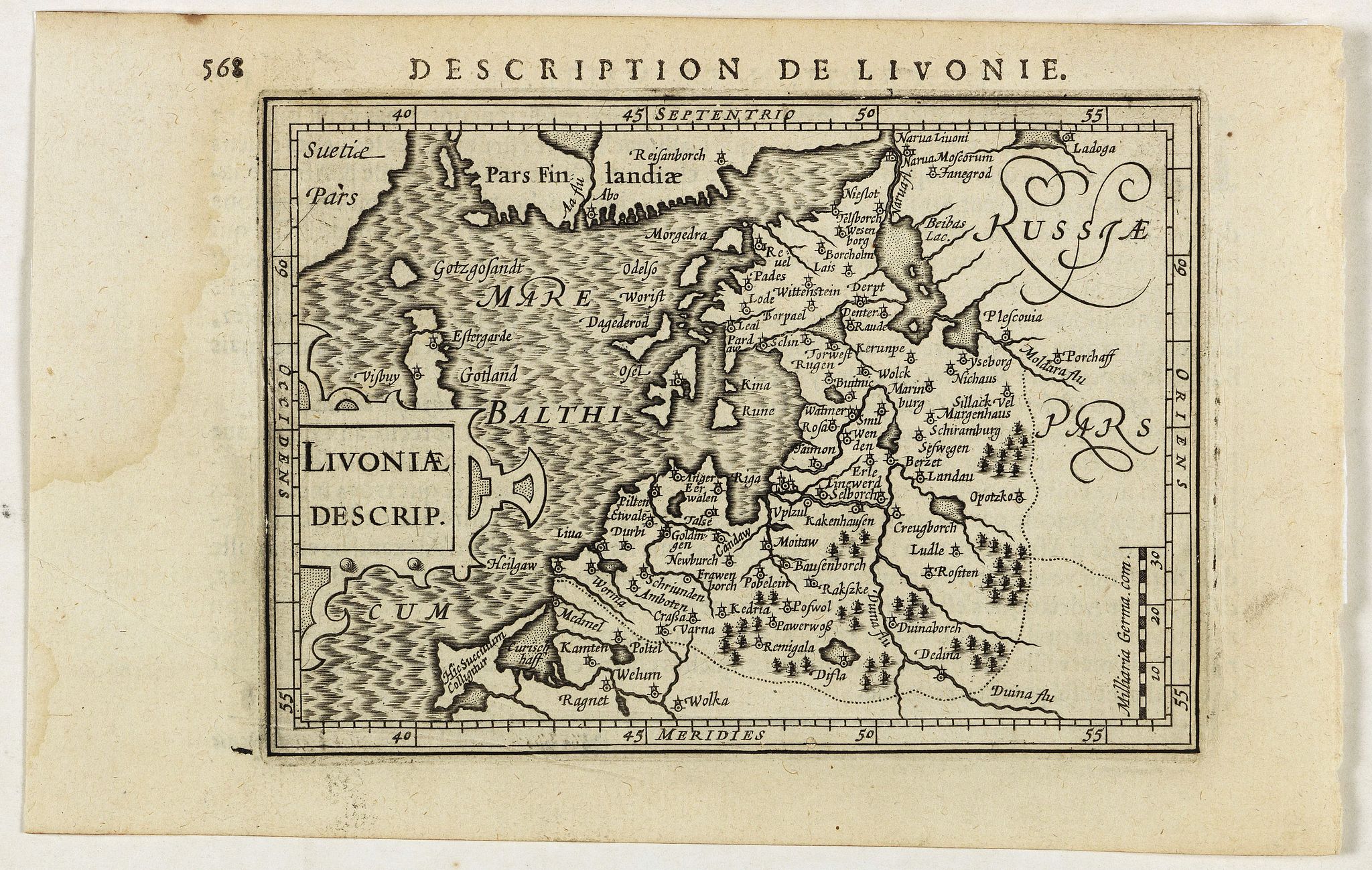 LANGENES, B. / BERTIUS, P., Livoniae Descrip., antique map, old maps