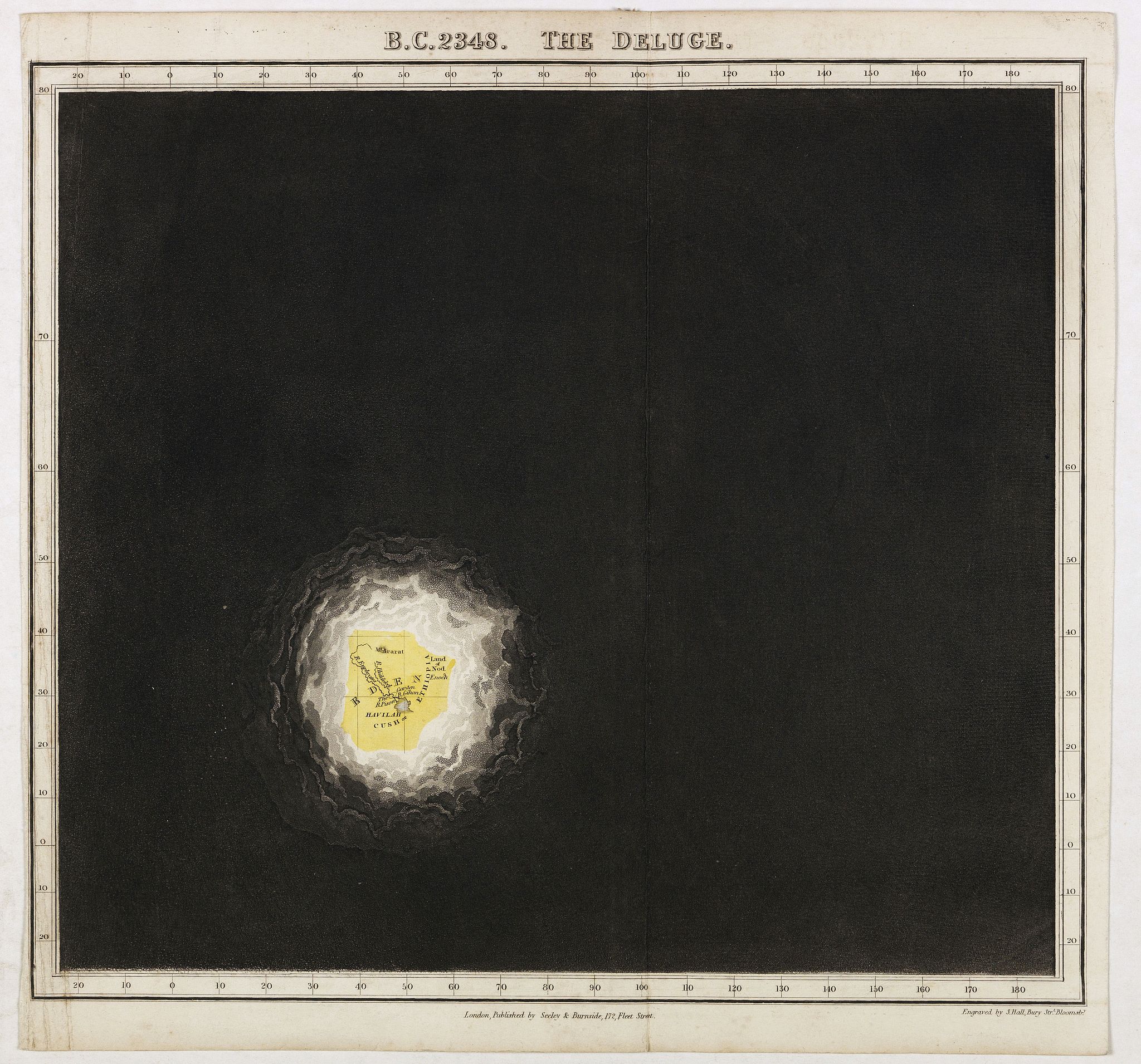QUIN, E., B.C. 2348. The deluge., antique map, old maps