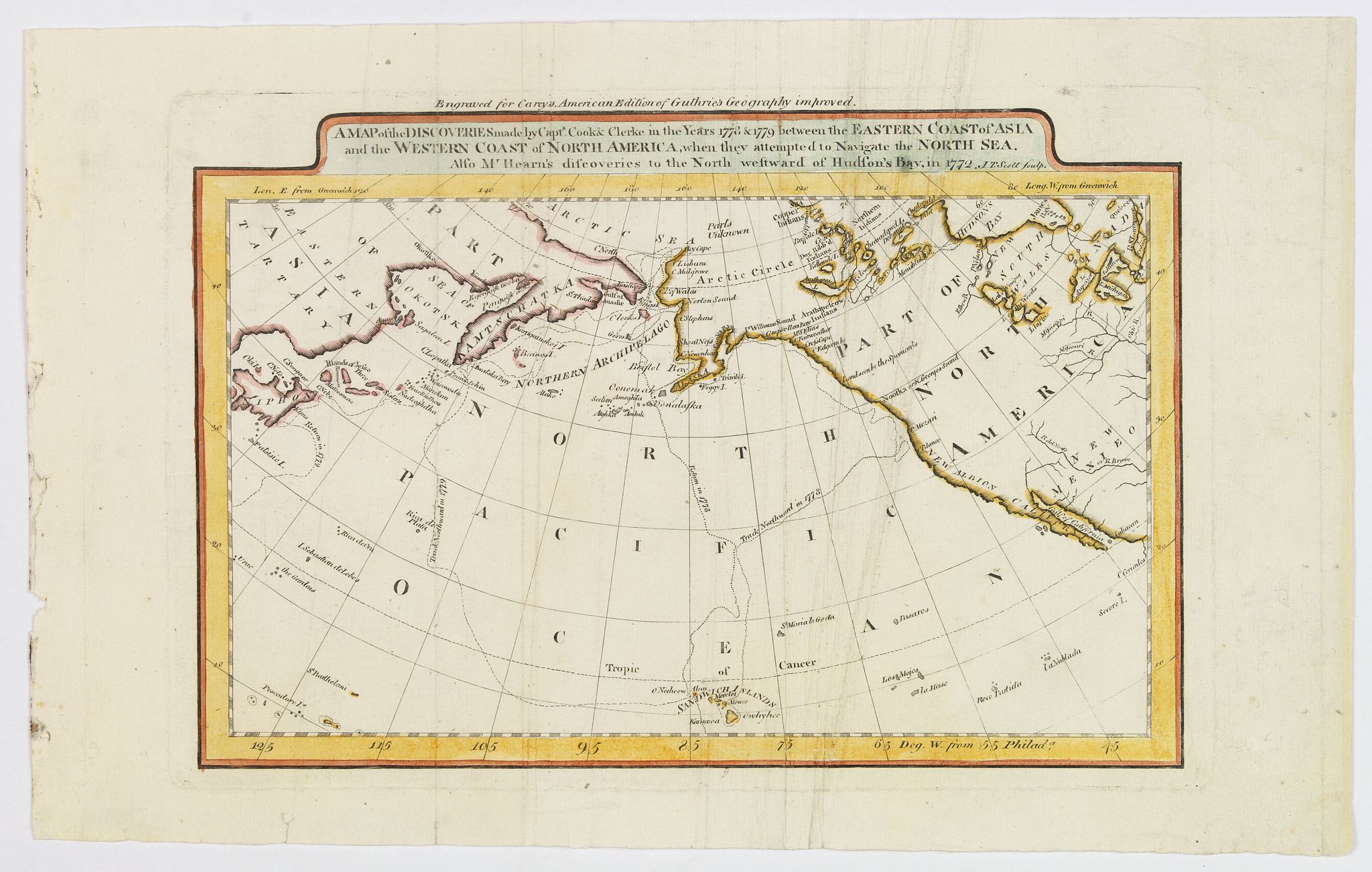 Old map by SCOTT -A Map of the Discoveries made by Capt. Cook & Clerke in the Years 1778 & 1779 between the Eastern Coast of Asia and the Western Coast of North America. . .
