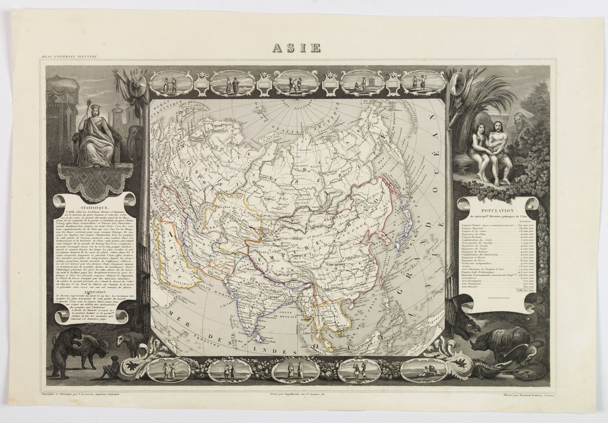 LEVASSEUR, V., Asie., antique map, old maps
