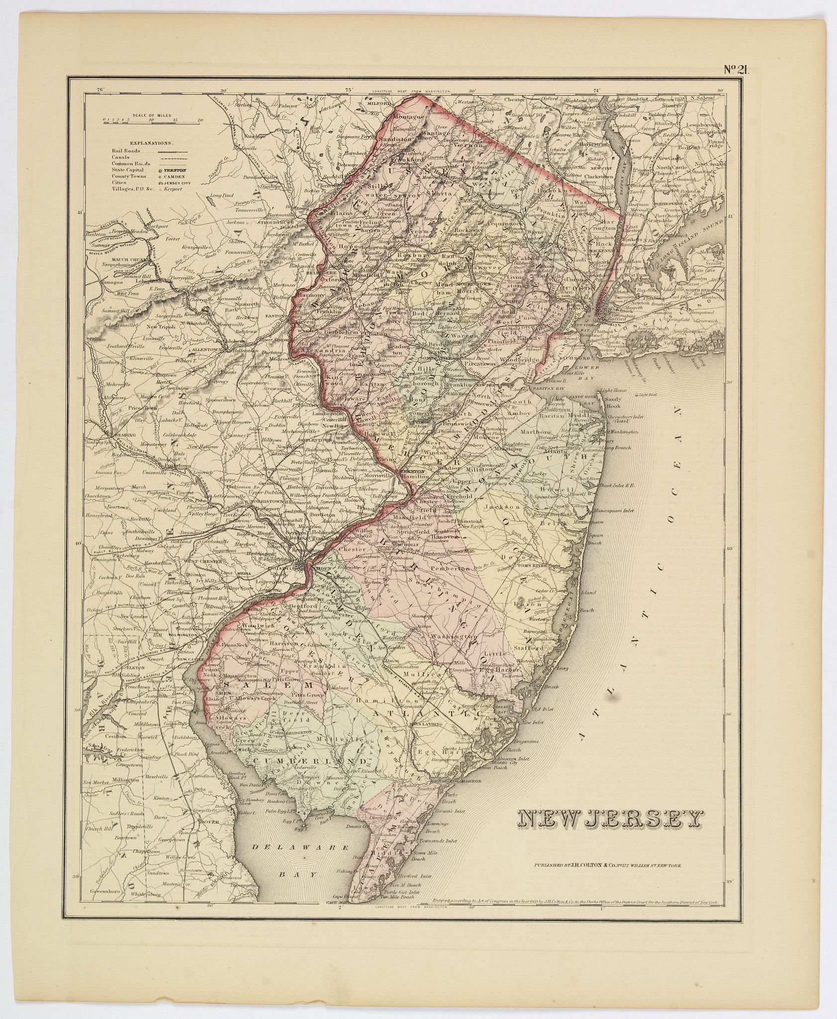 Old map by COLTON -New Jersey.