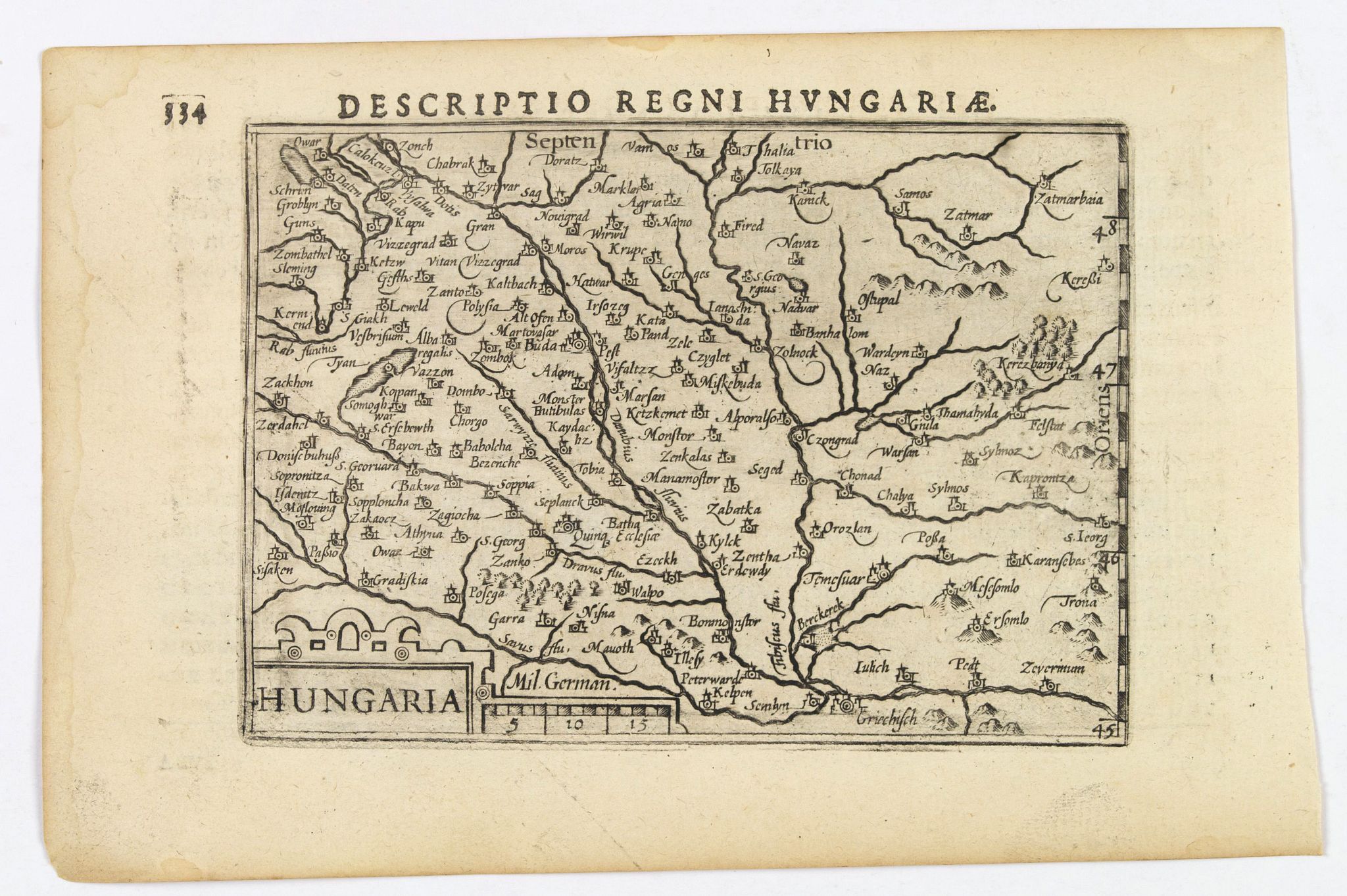 LANGENES, B. / BERTIUS, P., Hungaria., antique map, old maps