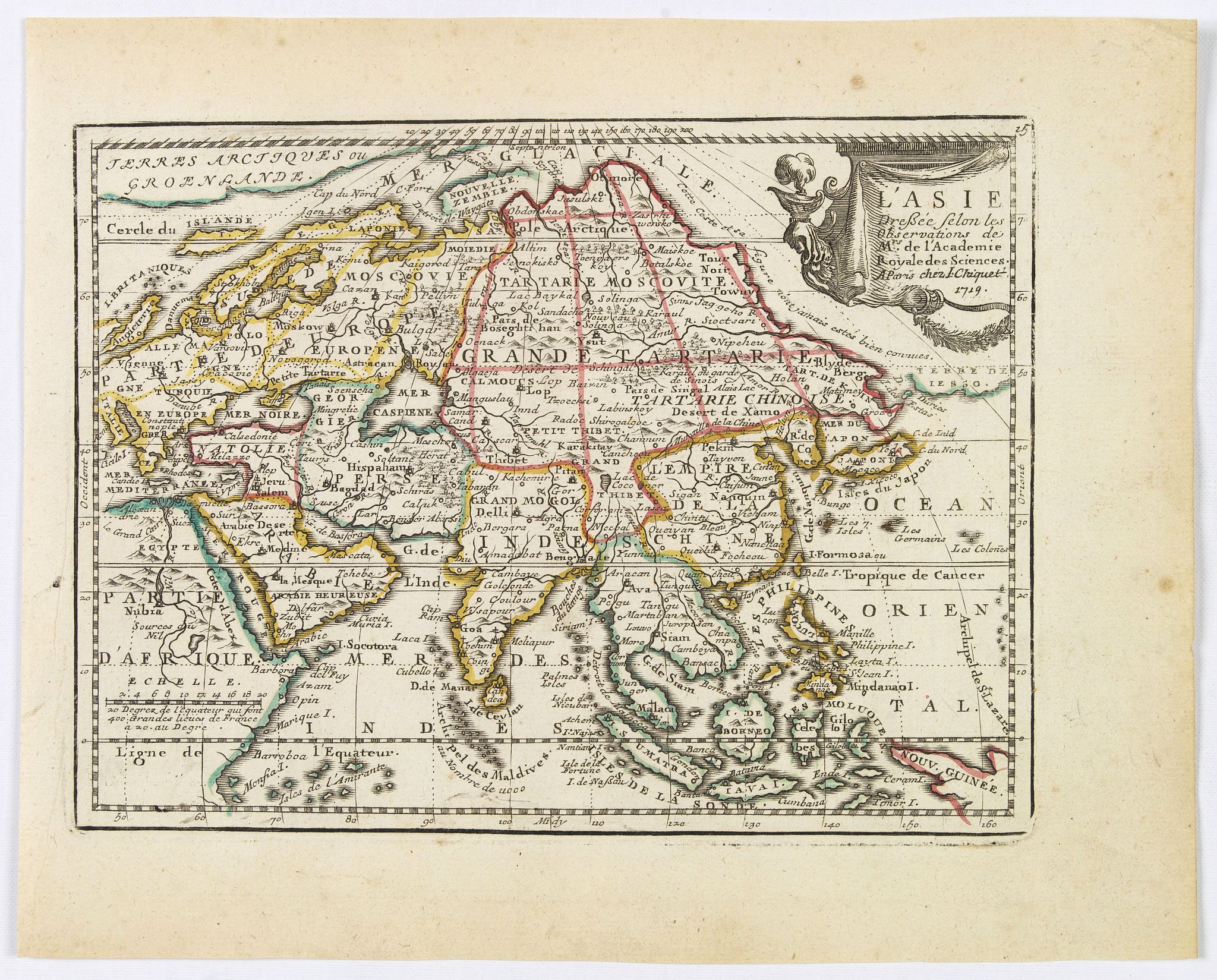 CHIQUET, J., L' Asie Dressée Selon les Observations de Mrs. De l' Academie Royale des Sciences., antique map, old maps