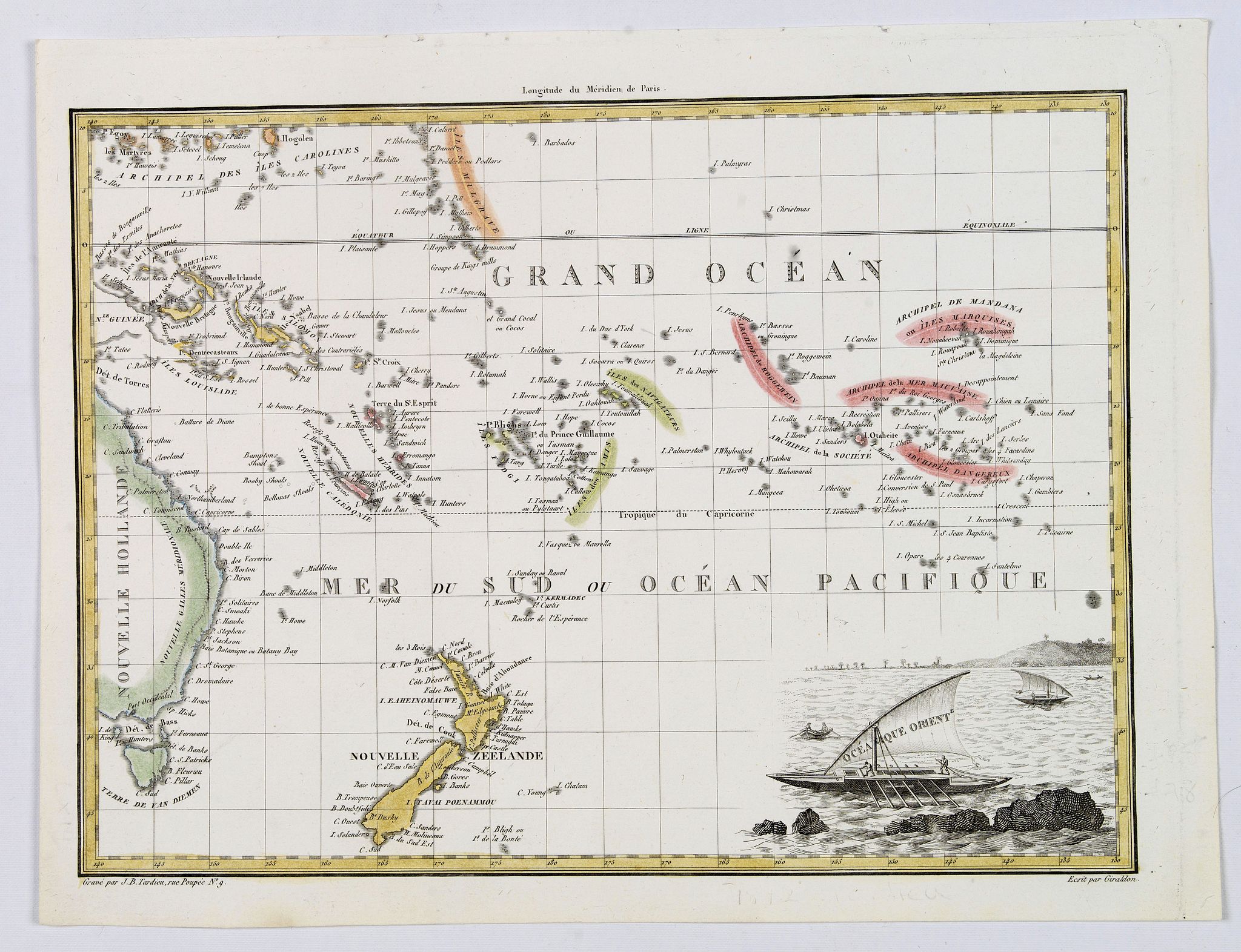 TARDIEU, J-B., Océanique orient., antique map, old maps