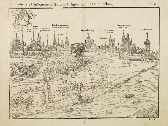 MÜNSTER, S., Le rhein de la Gaule, pourtraicte selon la figure qu'elle a auiourdhuy., antique map, old maps