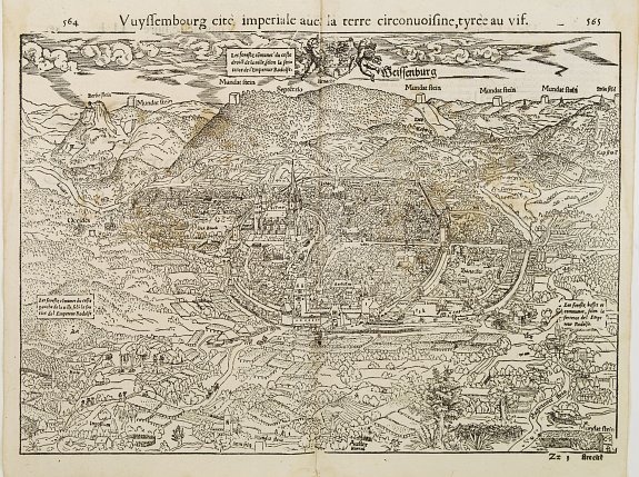 MÜNSTER, S., Vuyssembourg cité impériale. . ., antique map, old maps