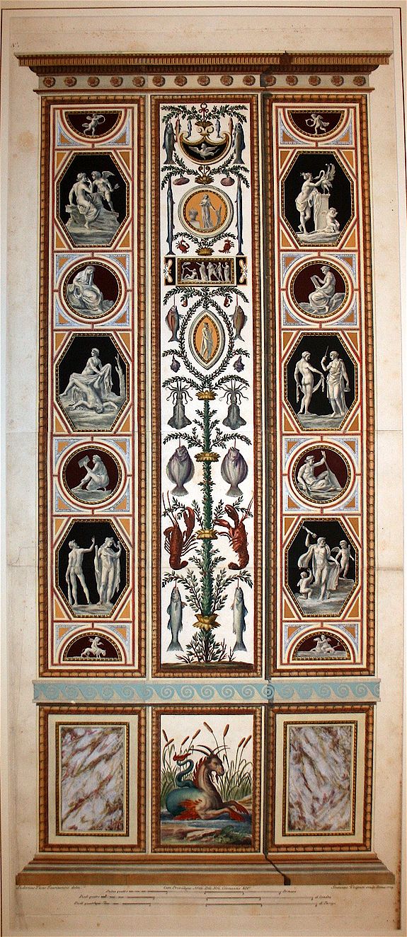 RAPHAEL D'URBINO Sanzio, 6 prints with wall column in the Vatican Palace. (plates 1-6), antique map, old maps