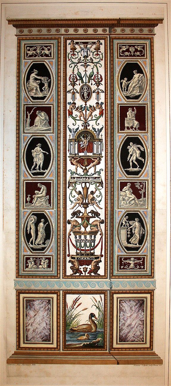 RAPHAEL D'URBINO Sanzio, 6 prints with wall column in the Vatican Palace. (Plates 7 - 12), antique map, old maps