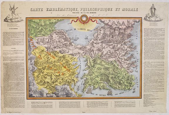 P. F… (Tiré du Manuscrit de Mr.)., Carte emblématique, philosophique et morale ou Théatre de la vie humaine., antique map, old maps