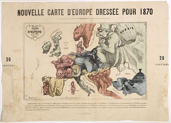 HADOL., Nouvelle Carte d'Europe dressée pour 1870 / Carte drôlatique d'Europe pour 1870 dressée par Hadol., antique map, old maps
