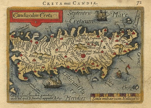 ORTELIUS,A., Candia olim Creta, antique map, old maps