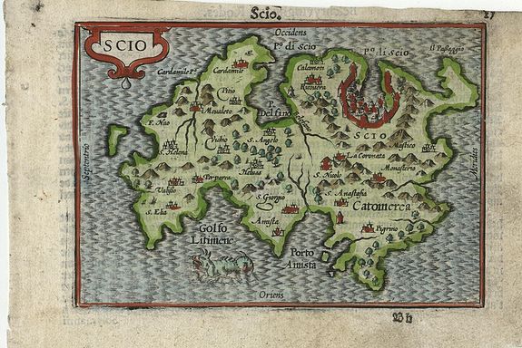 LANGENES, B., Scio, antique map, old maps