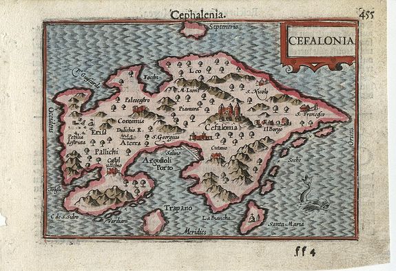 LANGENES, B., Cefalonia, antique map, old maps