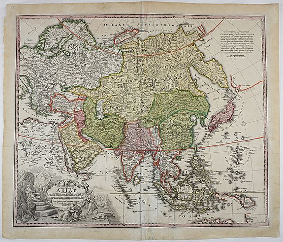 Old map by HOMANN -Asiae Recentissima Delineatio Qua Status et Imperia Totius Orientis unacum Orientalibus Indiis. . .