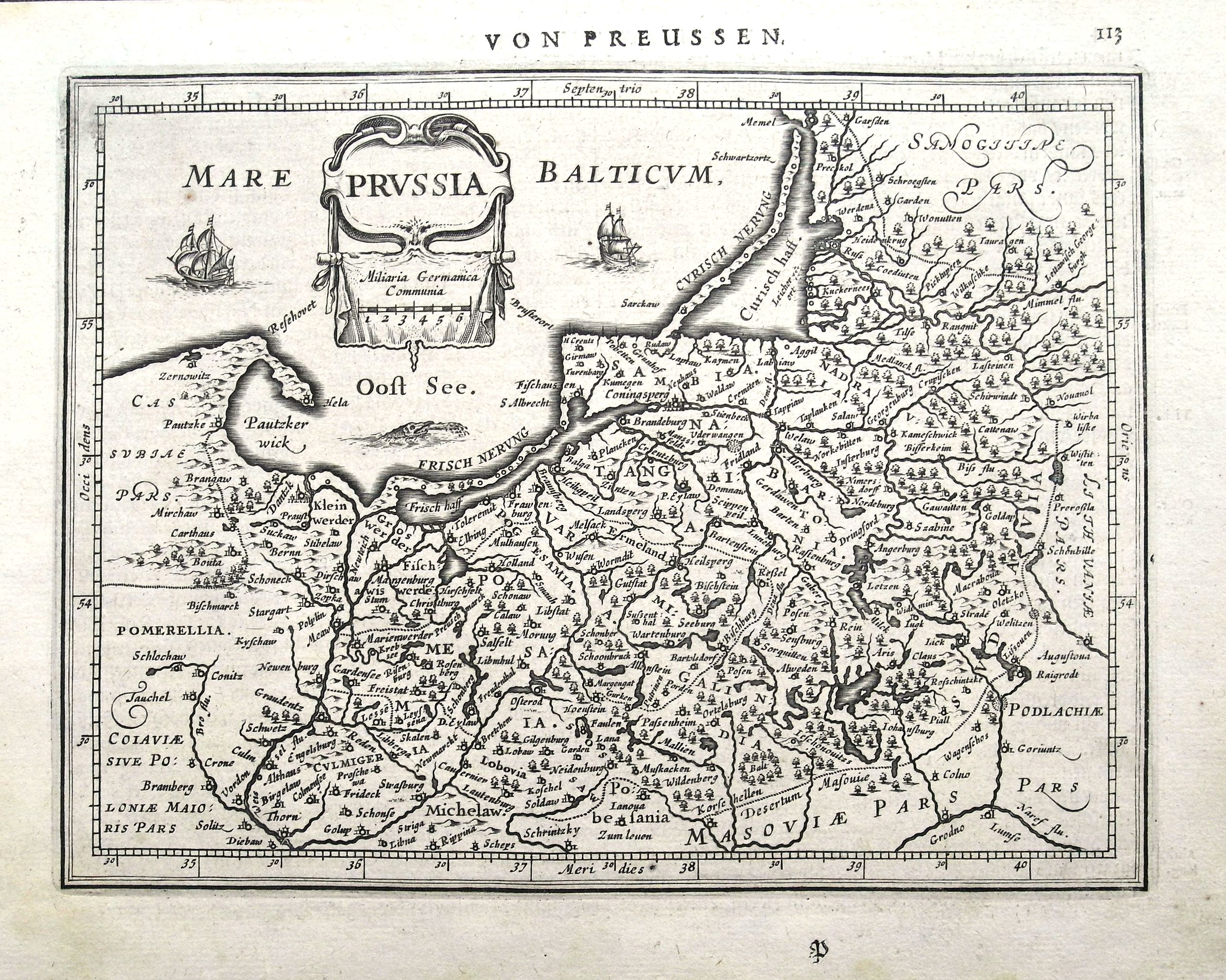 JANSSONIUS, J., Prussia., antique map, old maps