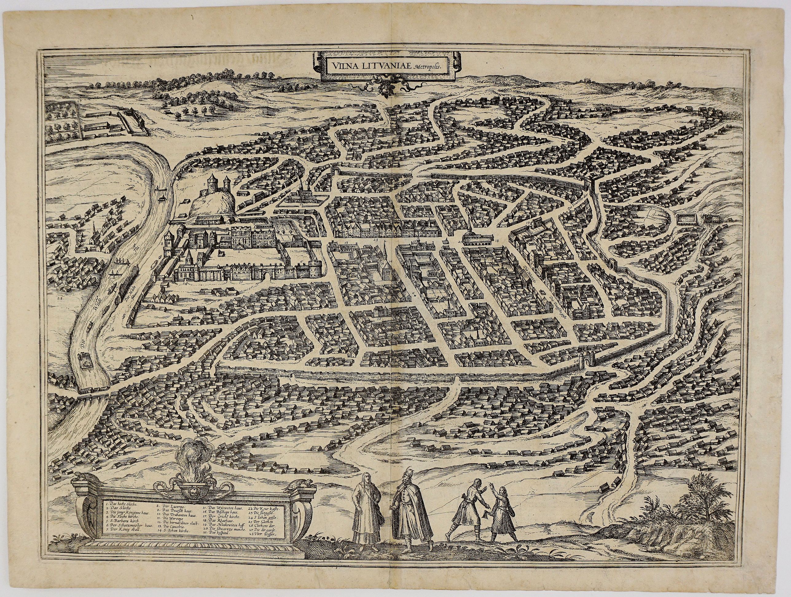 BRAUN, G. / HOGENBERG, F., Vilna Lituaniae Metropolis., antique map, old maps