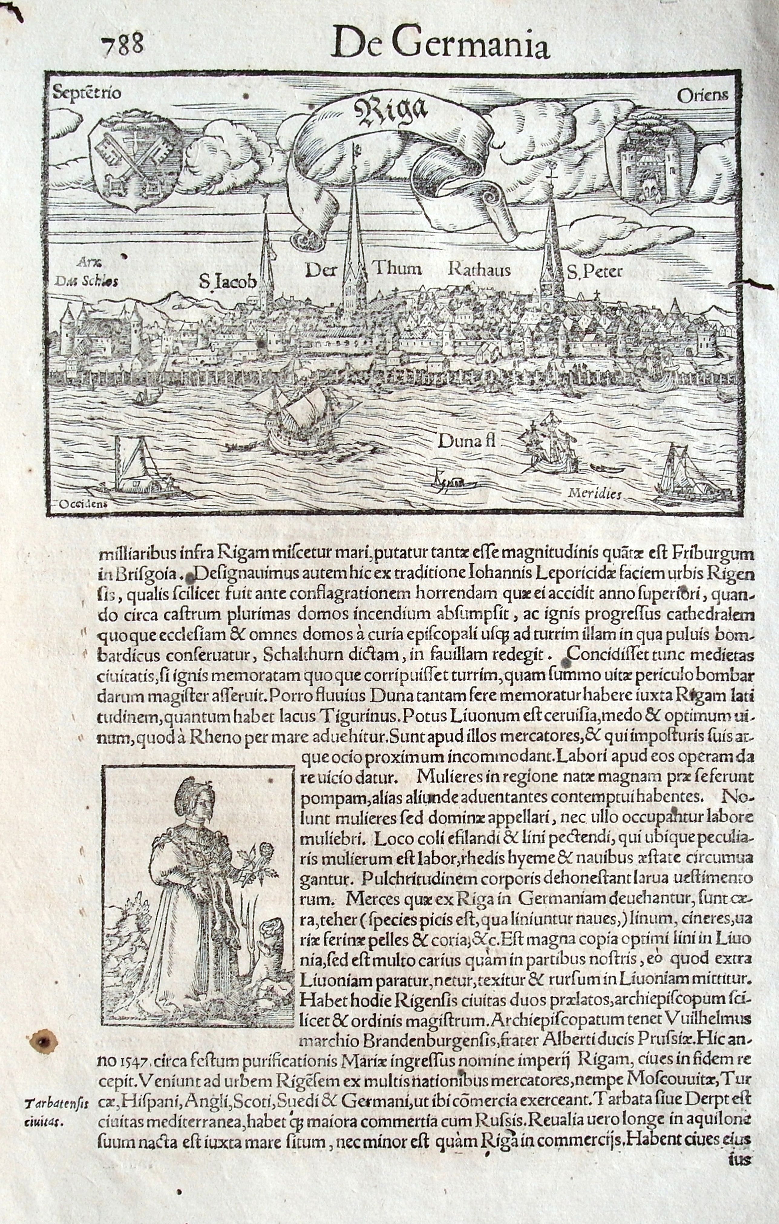 MÜNSTER, S., Riga., antique map, old maps